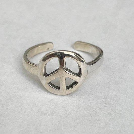 Sterling Silver Peace Sign Toe Ring: Hippie Midi Ring