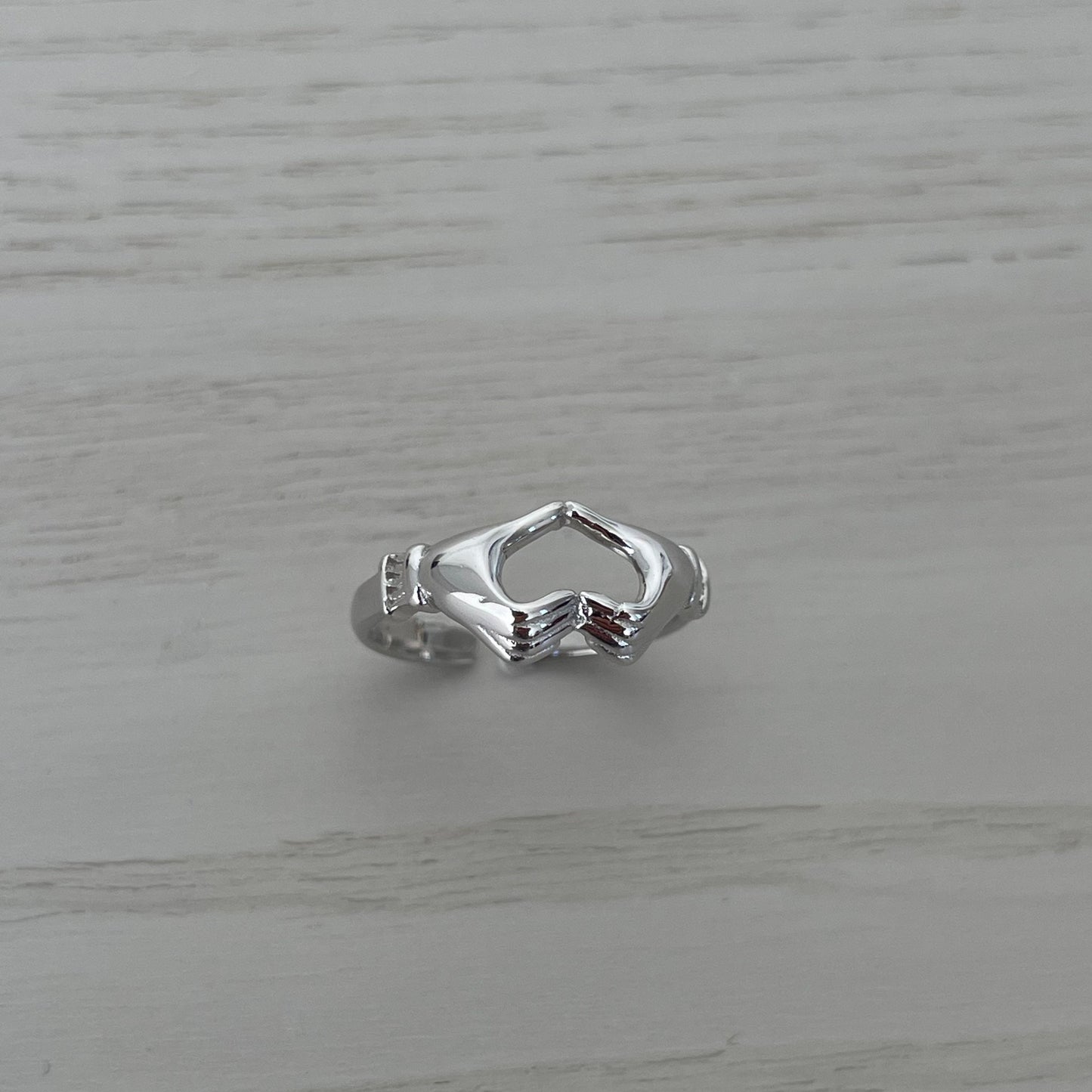 Heart Sterling Silver Toe Ring, Two Hand Toe Ring, Heart Love Ring, Promise Toe Ring, Anniversary Ring, Silver Heart Ring, I love you Ring