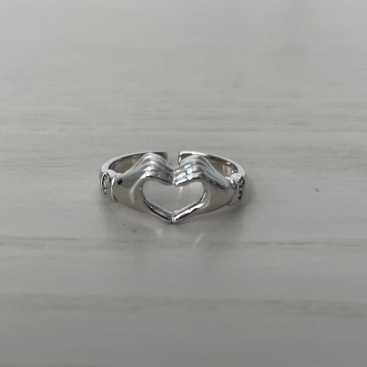Sterling Silver Heart Toe Ring: Two Hands Promise Ring
