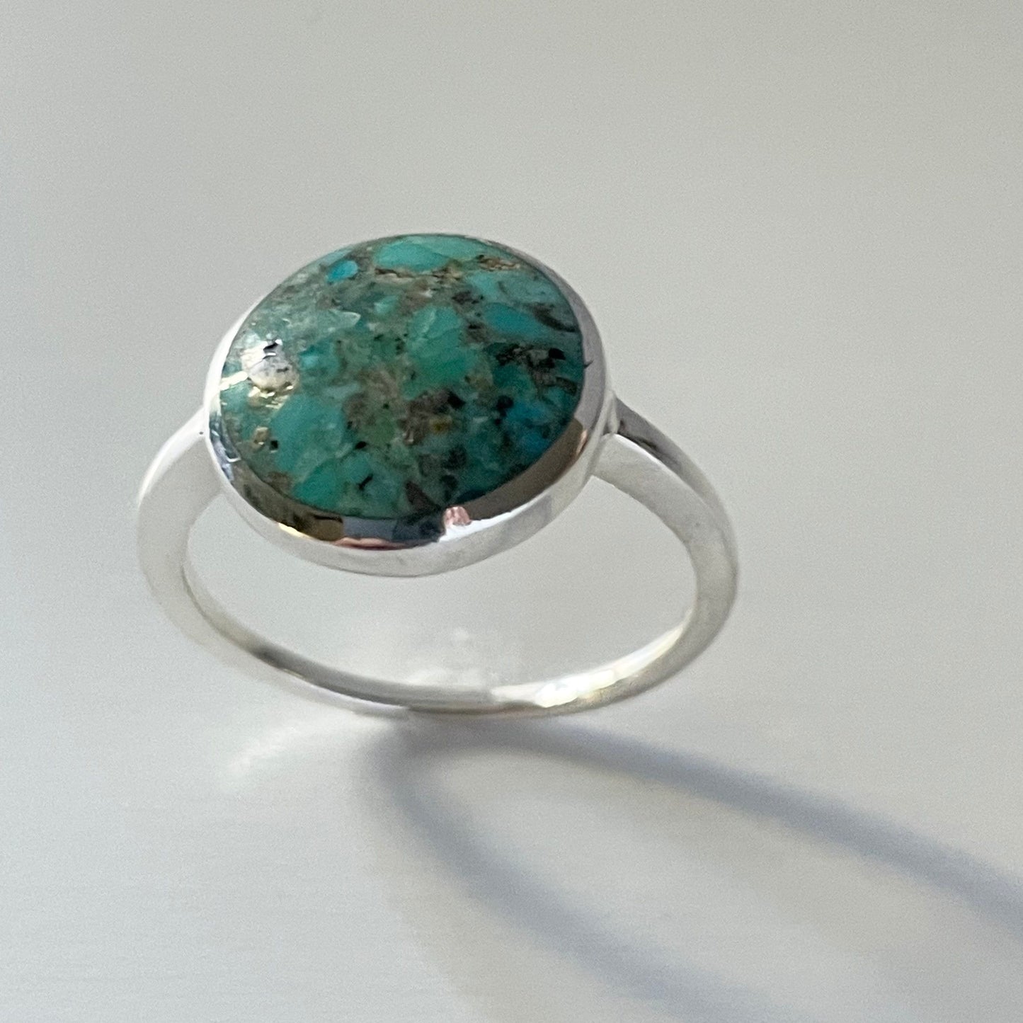 925 Sterling Silver, Simple Genuine Turquoise Sterling Silver Ring, Silver Turquoise Ring, Silver Promise Ring, Simple Solitaire Ring