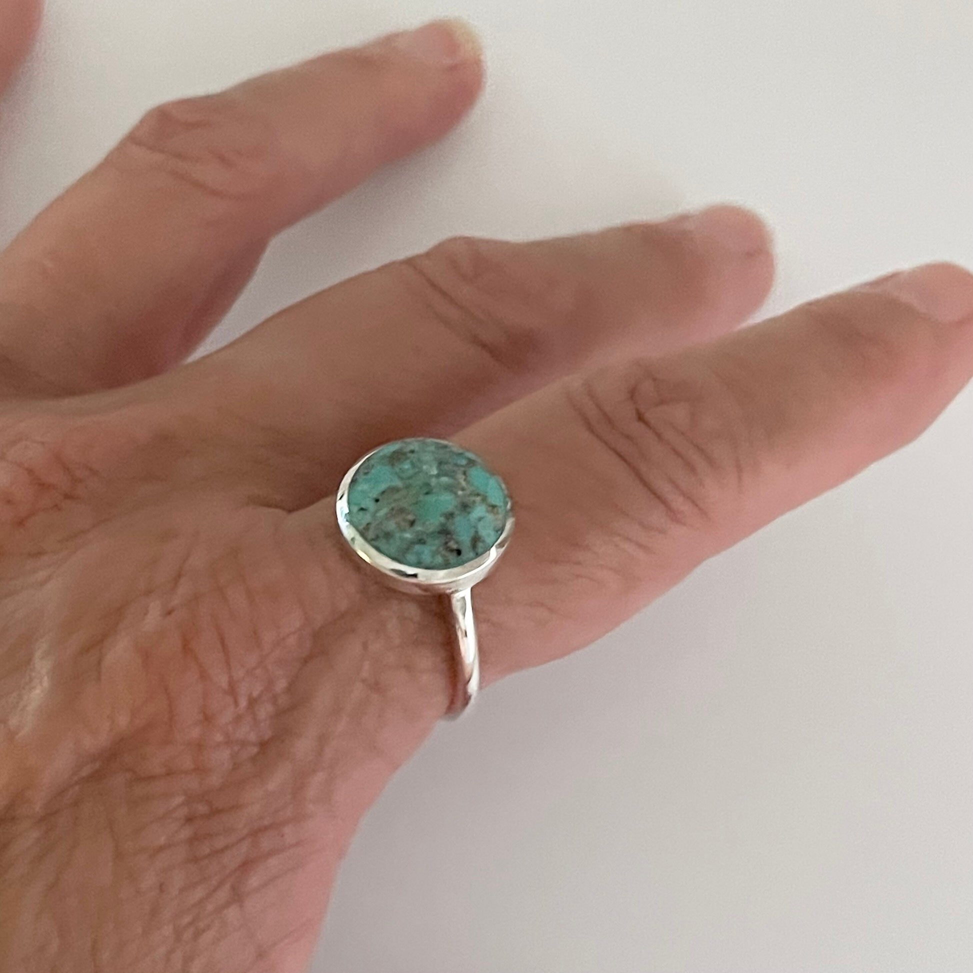 925 Sterling Silver, Simple Genuine Turquoise Sterling Silver Ring, Silver Turquoise Ring, Silver Promise Ring, Simple Solitaire Ring