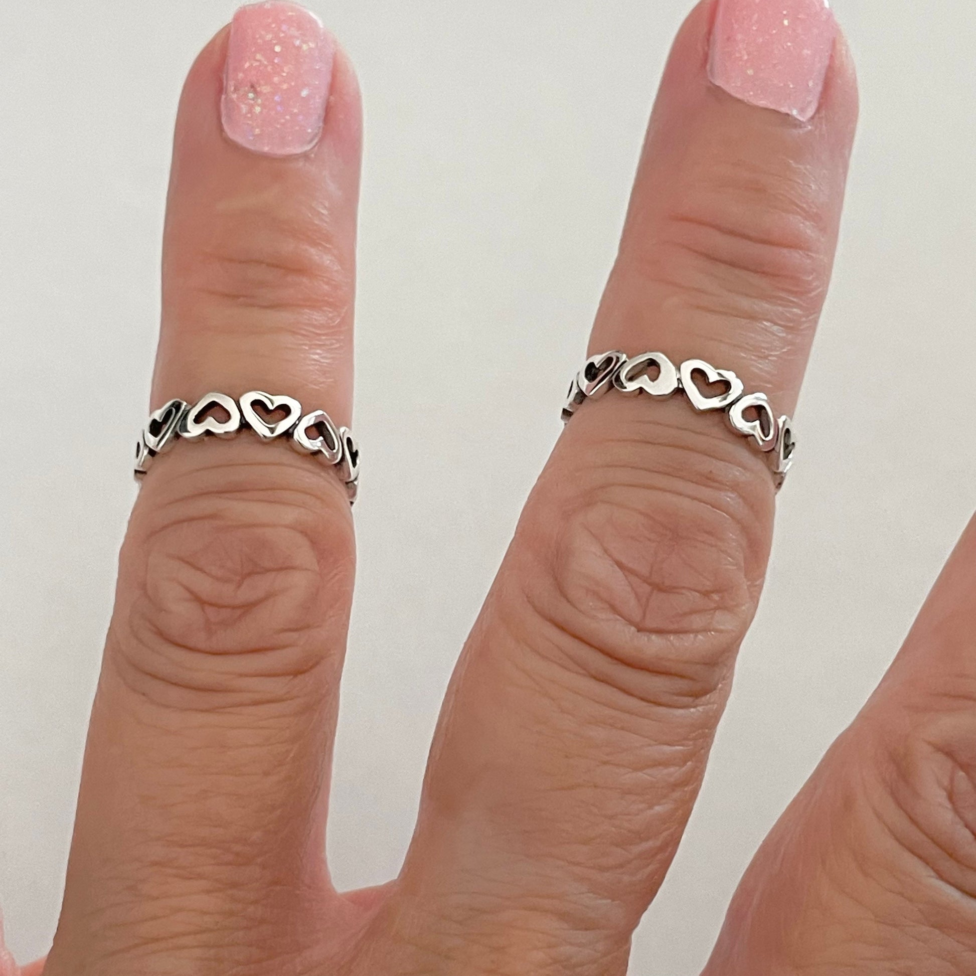 Sterling Silver Eternity Heart Ring: Stackable Love Band