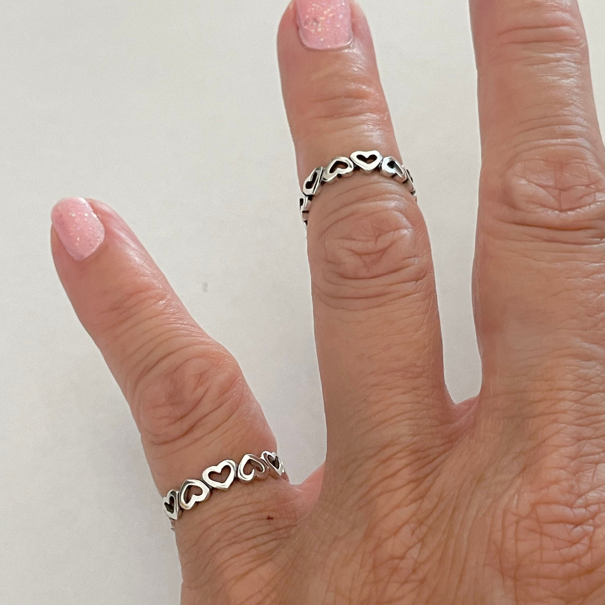 Sterling Silver Eternity Heart Ring: Stackable Love Band