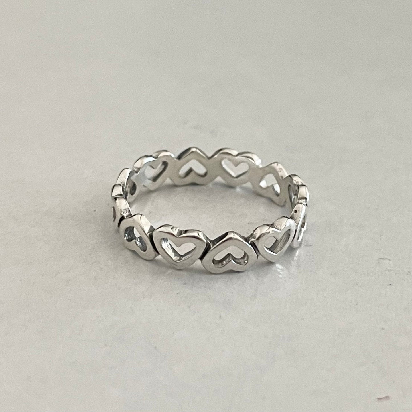 Eternity Sideway Heart Sterling Silver Ring, Promise Heart Ring, Love Eternity Heart Ring, Stackable Ring, Toe Ring, Heart Silver Band.