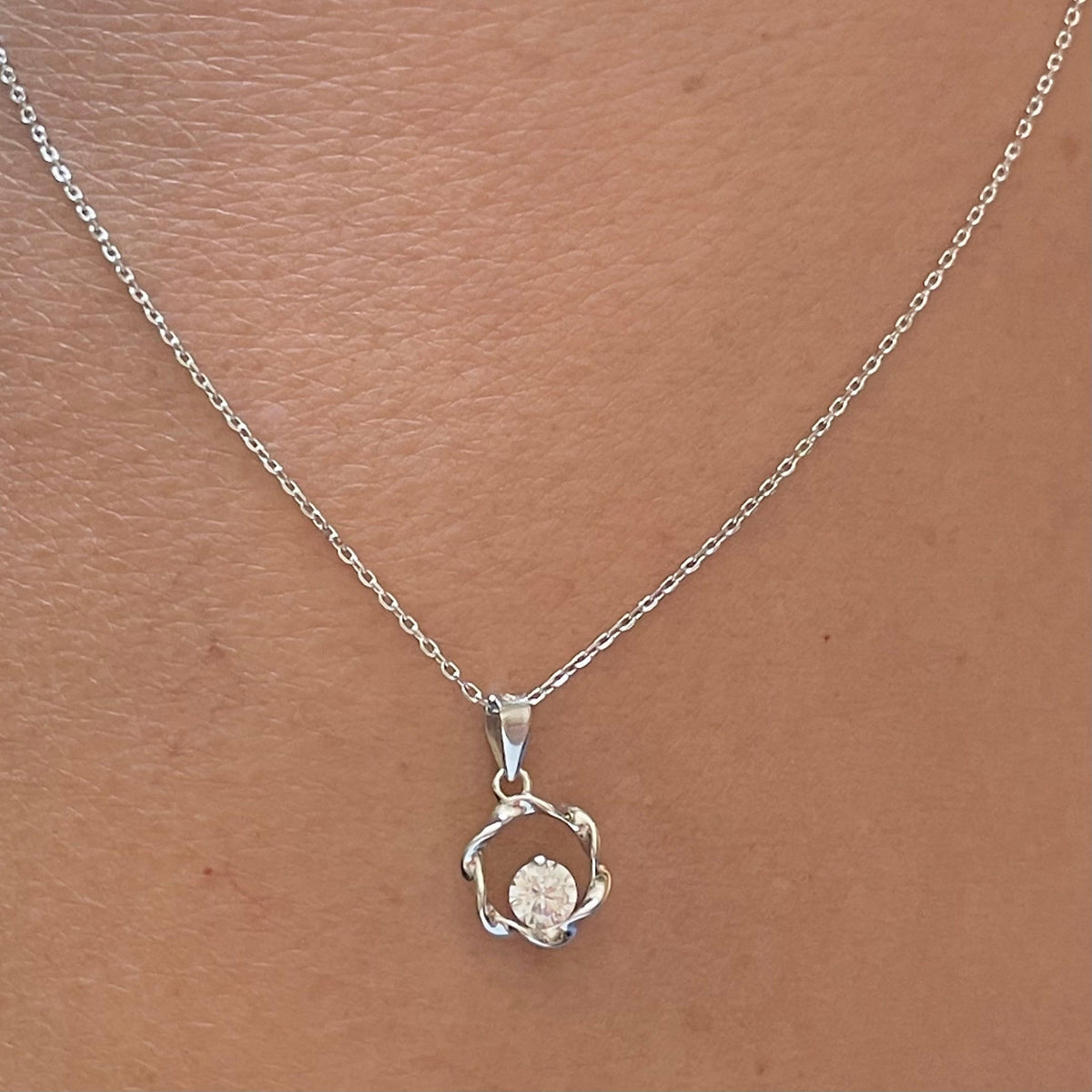 Sterling Silver CZ Swirl Necklace: Promise Pendant