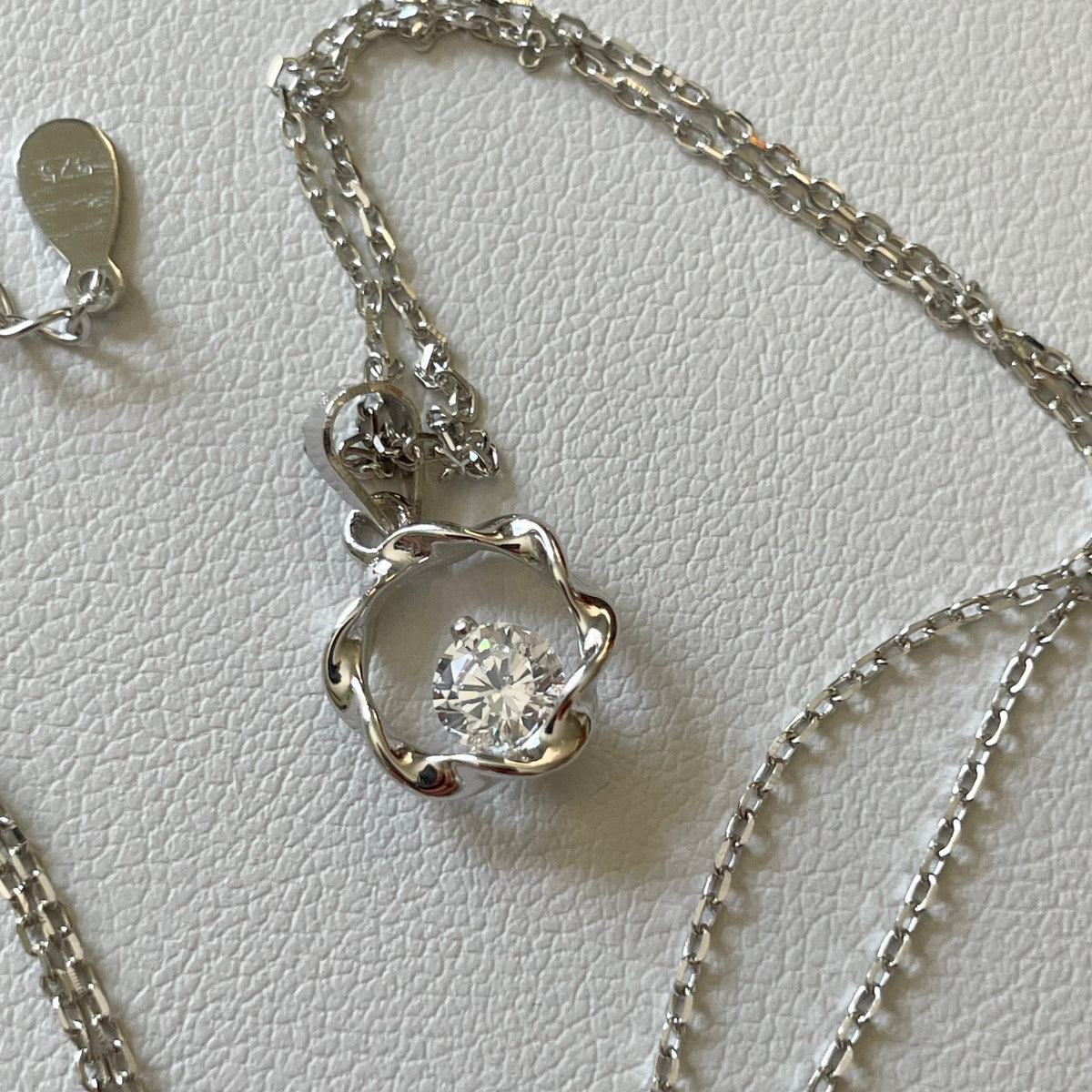 Sterling Silver CZ Swirl Necklace: Promise Pendant