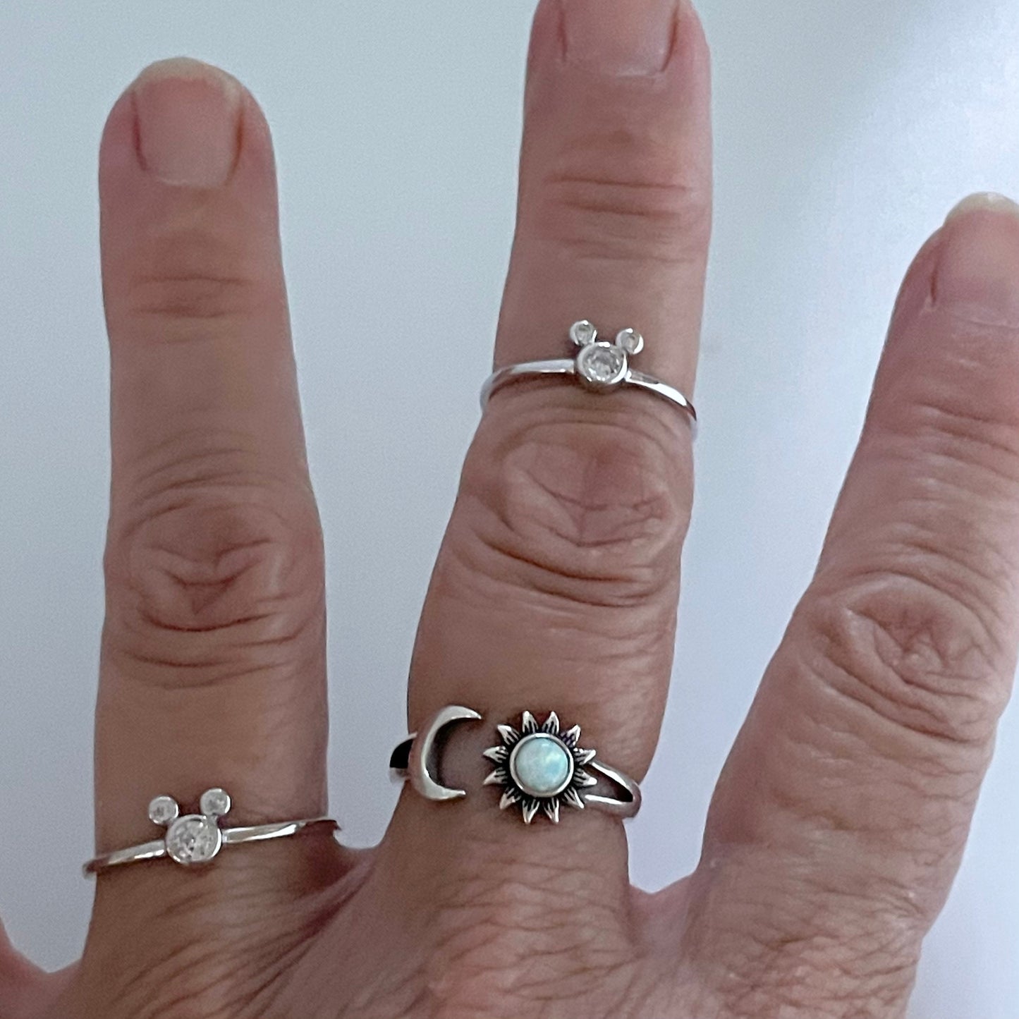 CZ Mickey Mouse Sterling Silver Ring: Dainty Mouse Ears