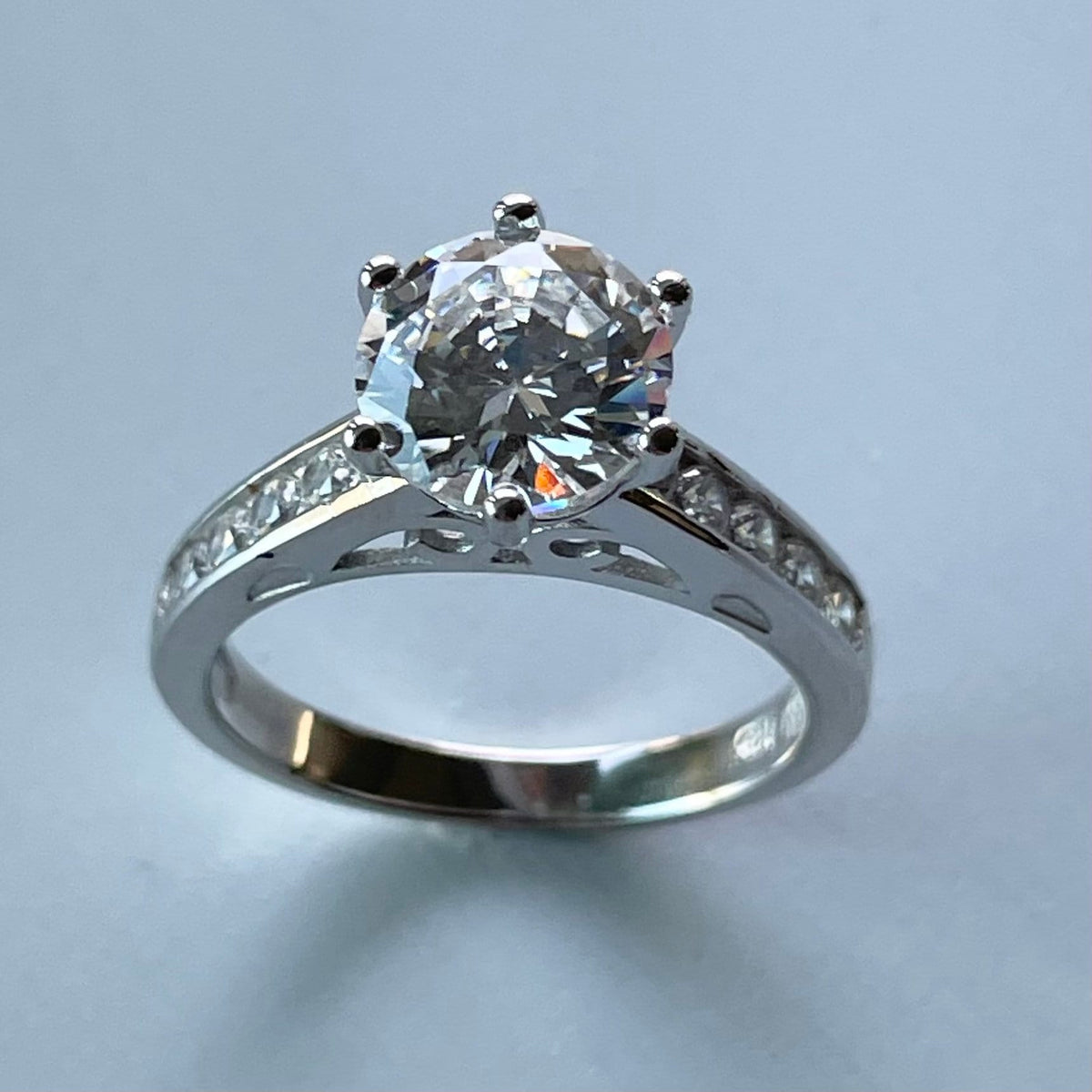 Sterling Silver CZ Solitaire Ring: Promise Wedding Band