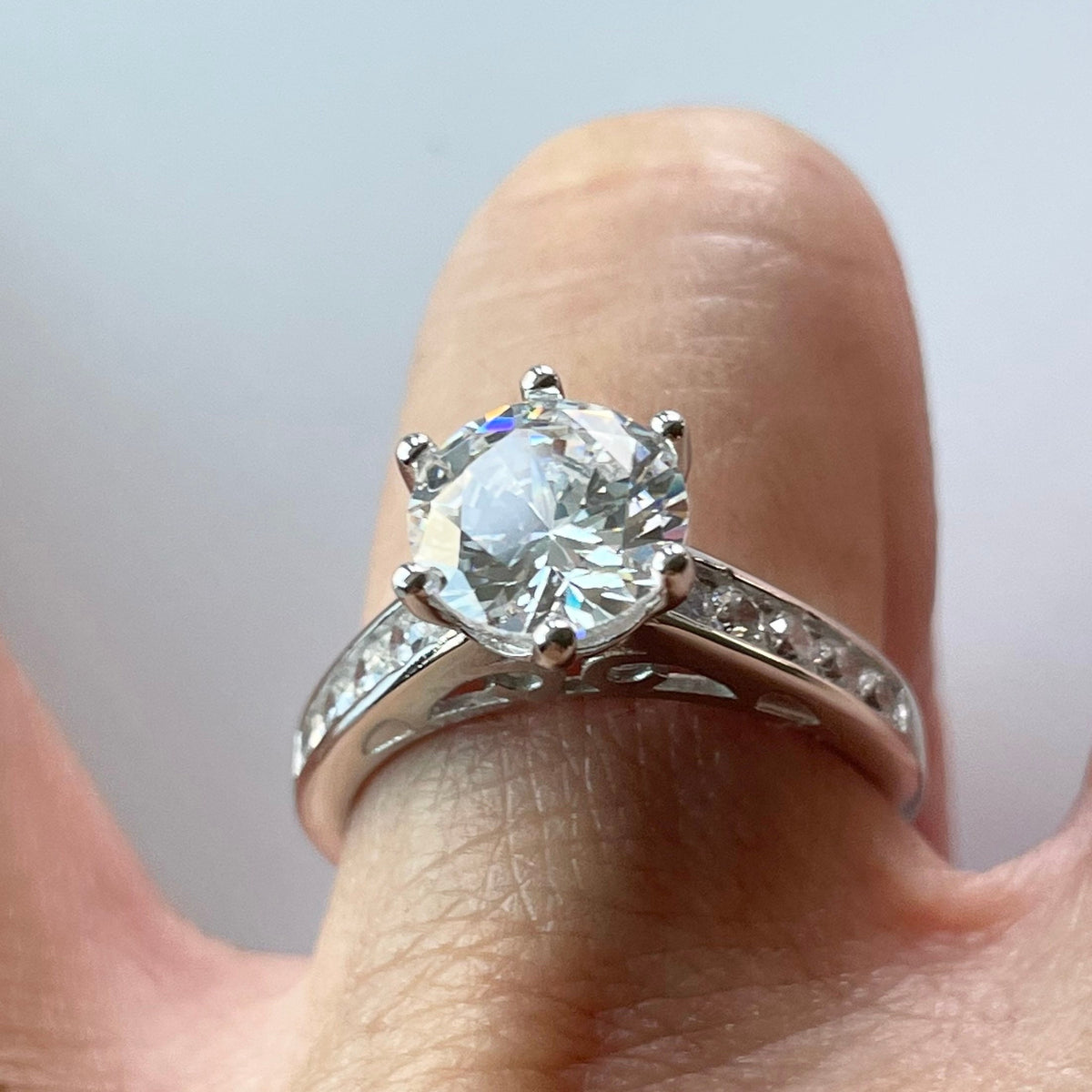 Sterling Silver CZ Solitaire Ring: Promise Wedding Band