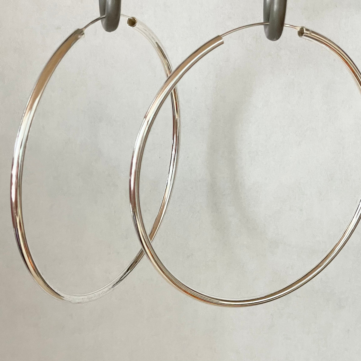 Sterling Silver Continuous Hoop Earrings: 70mm or 80mm