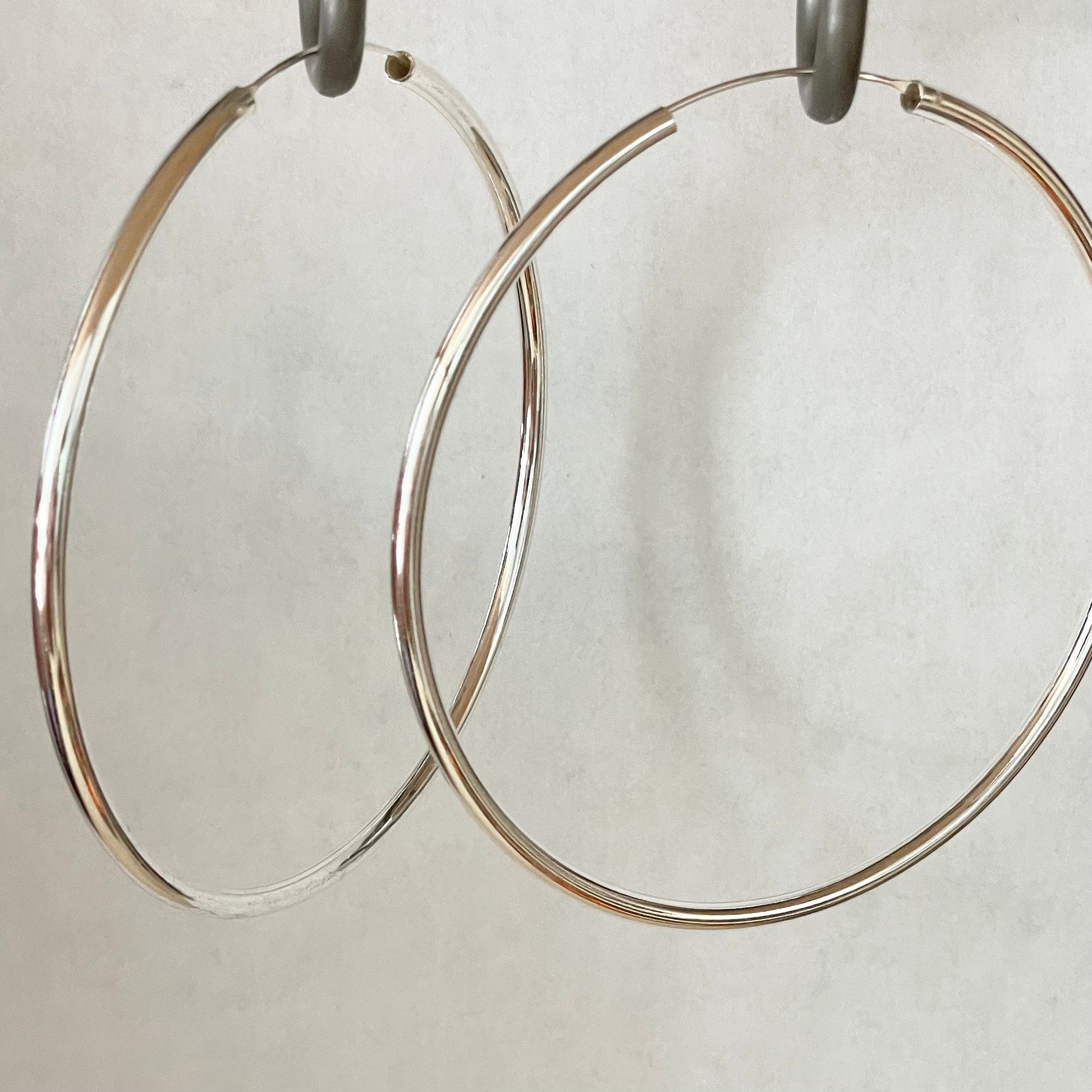 Sterling Silver Continuous Hoop Earrings: 70mm or 80mm