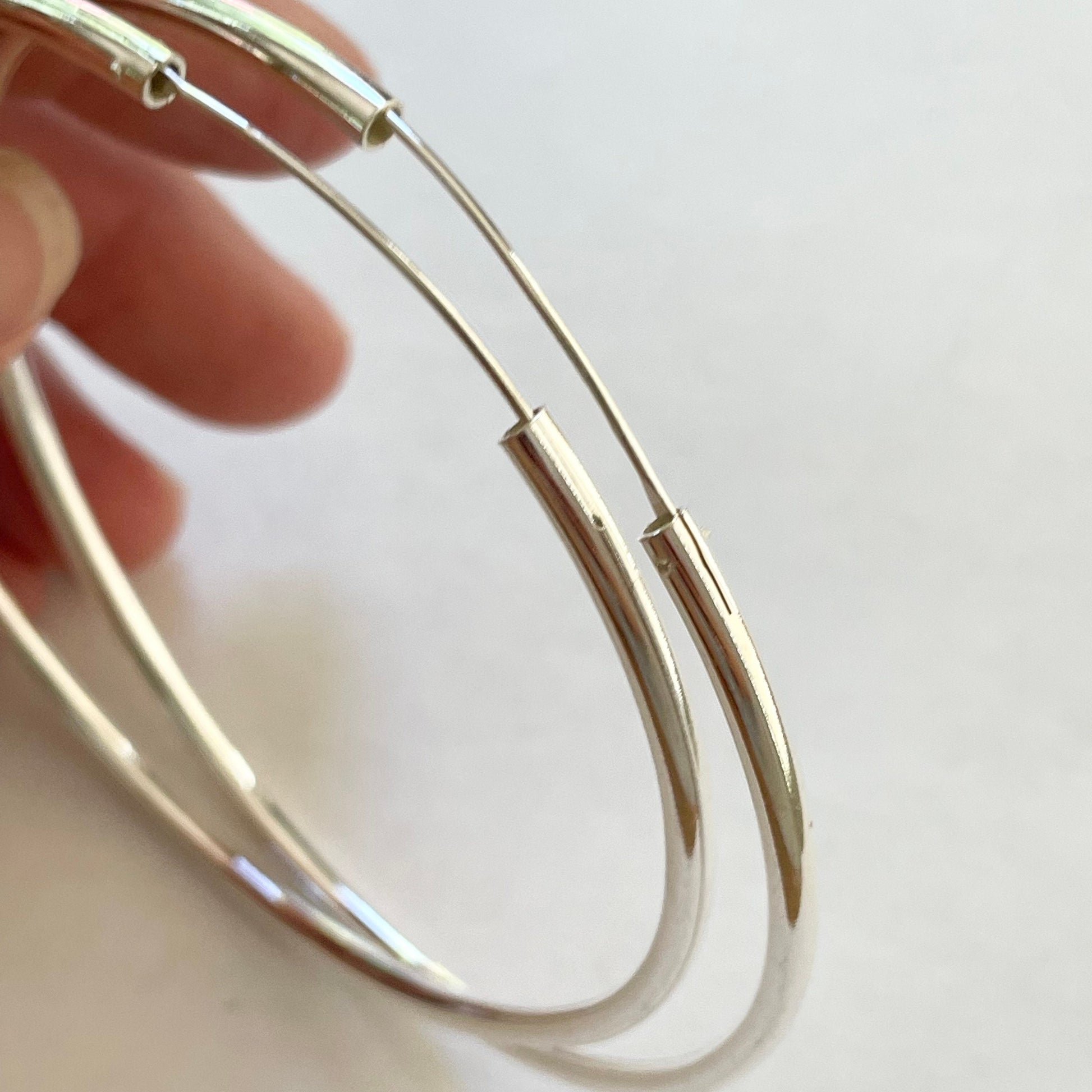 Sterling Silver Continuous Hoop Earrings: 70mm or 80mm