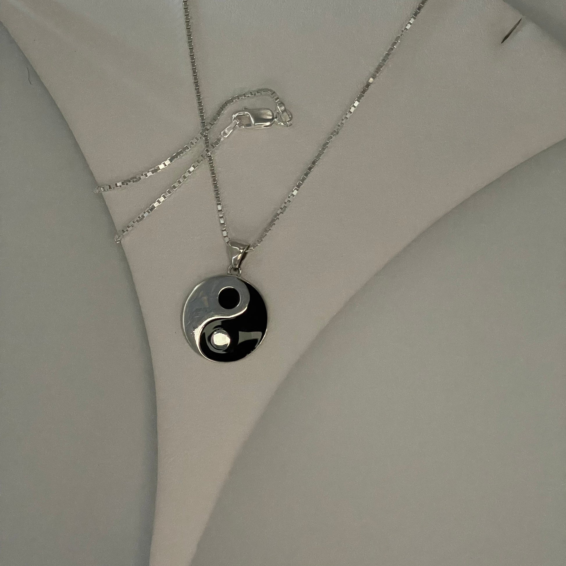Sterling Silver Yin Yang Pendant Necklace: Oxidized Boho Jewelry
