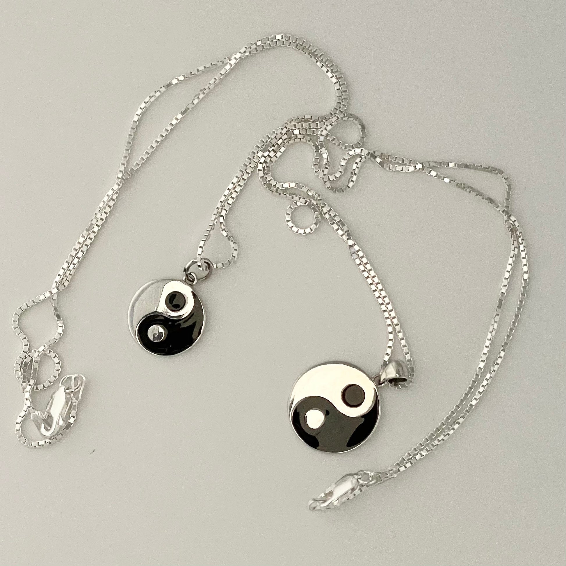 Sterling Silver Small or Large Yin and Yang Pendant Necklace, Boho Necklace, Yin & Yang Pendant, Silver Necklace, Silver Chain Necklace