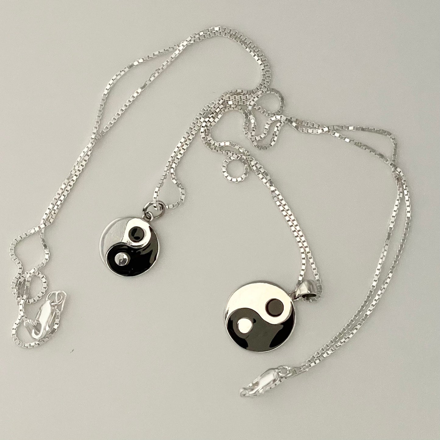 Sterling Silver Yin Yang Pendant Necklace: Oxidized Boho Jewelry