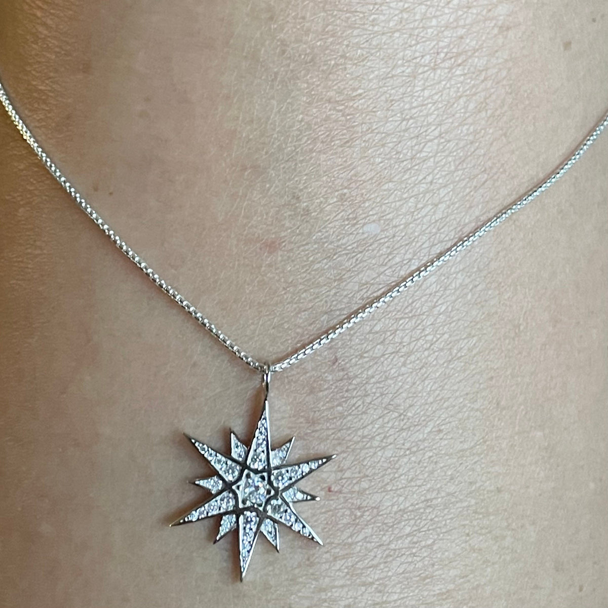 Sterling Silver CZ Twinkle Star Pendant Necklace - Boho Promise Jewelry