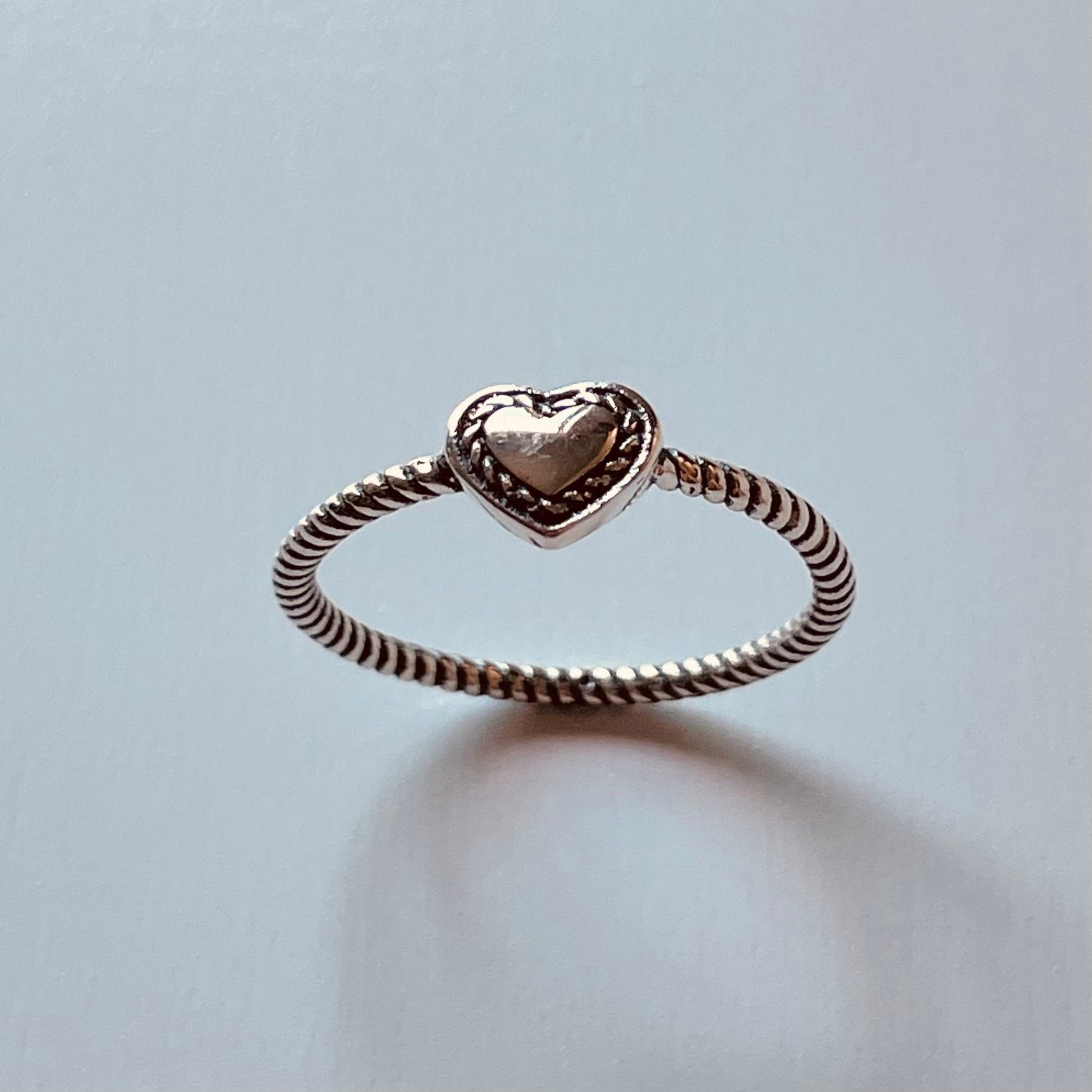 Dainty Sterling Silver Heart Ring: Oxidized Boho Promise Ring
