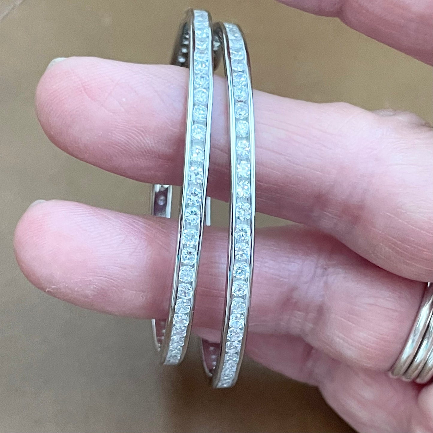 Sterling Silver CZ Hoop Earrings: Round Promise Hoops