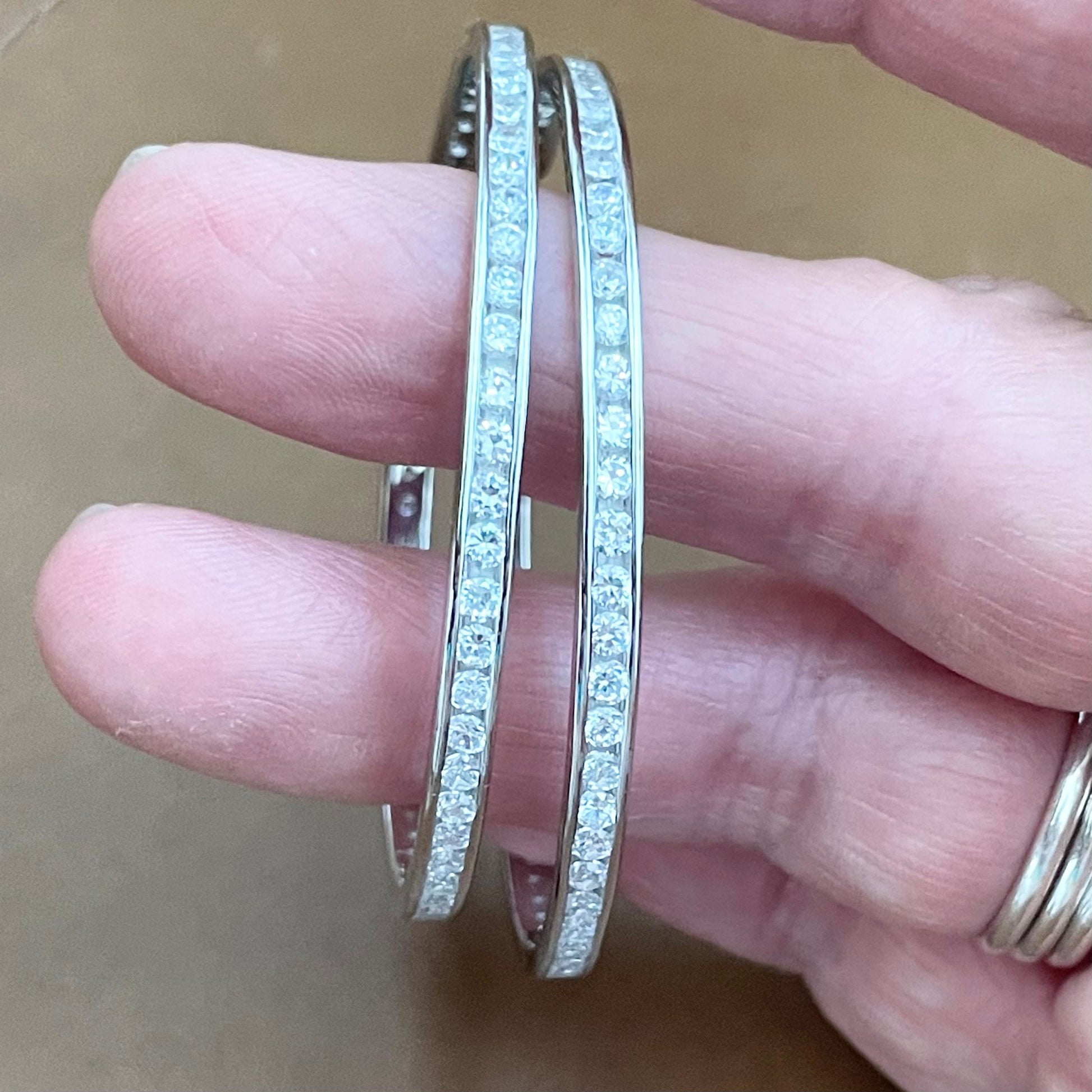 Sterling Silver CZ Hoop Earrings: Round Promise Hoops