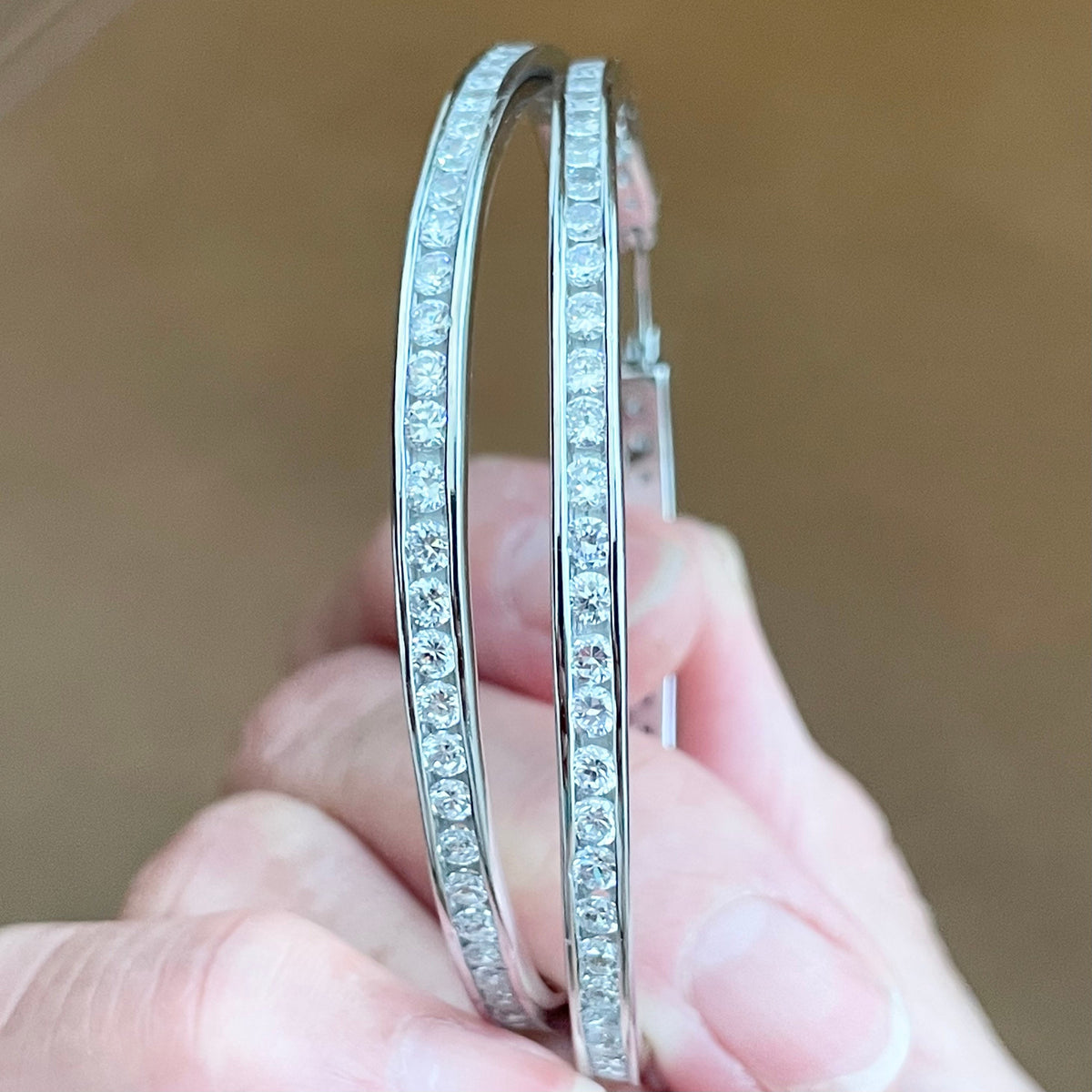 Sterling Silver CZ Hoop Earrings: Round Promise Hoops