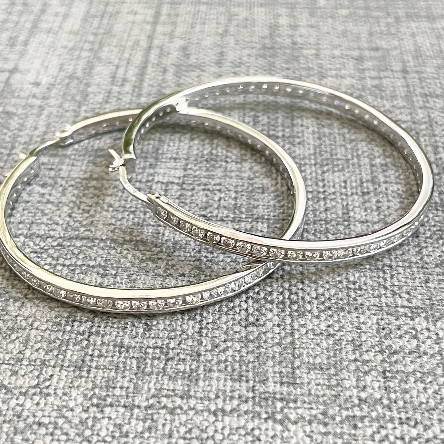 Sterling Silver CZ Hoop Earrings: Round Promise Hoops