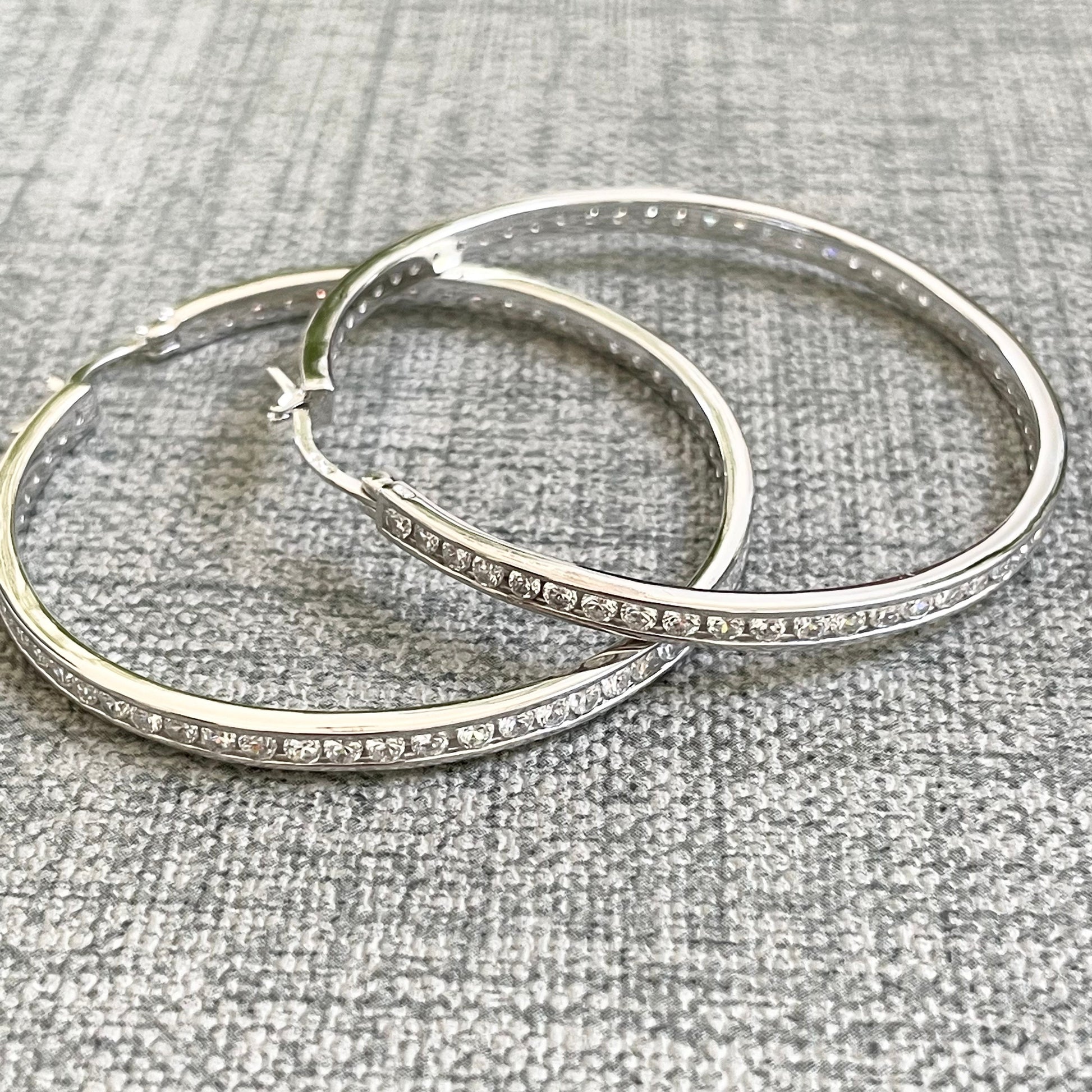 Sterling Silver CZ Hoop Earrings: Round Promise Hoops