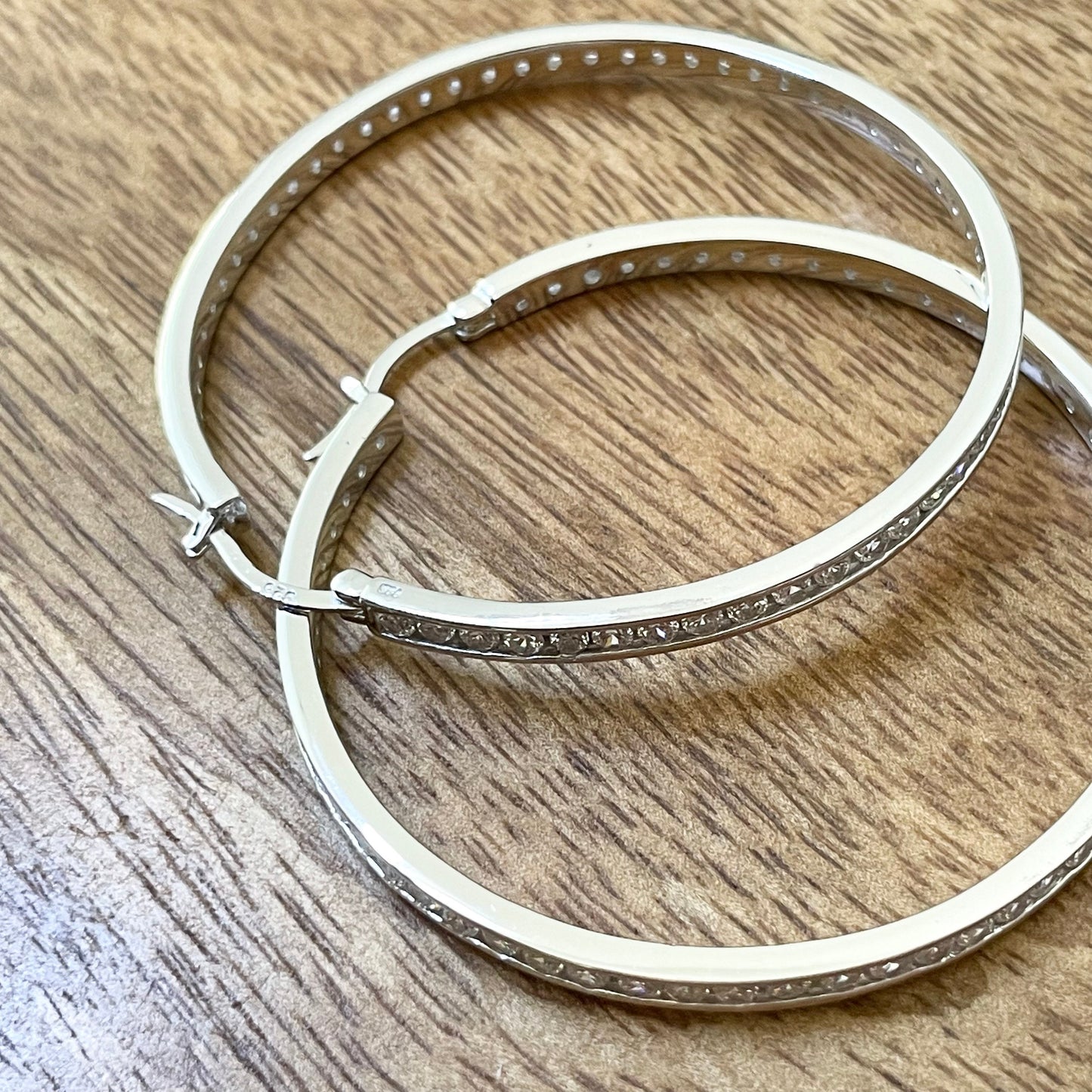 Sterling Silver CZ Hoop Earrings: Round Promise Hoops