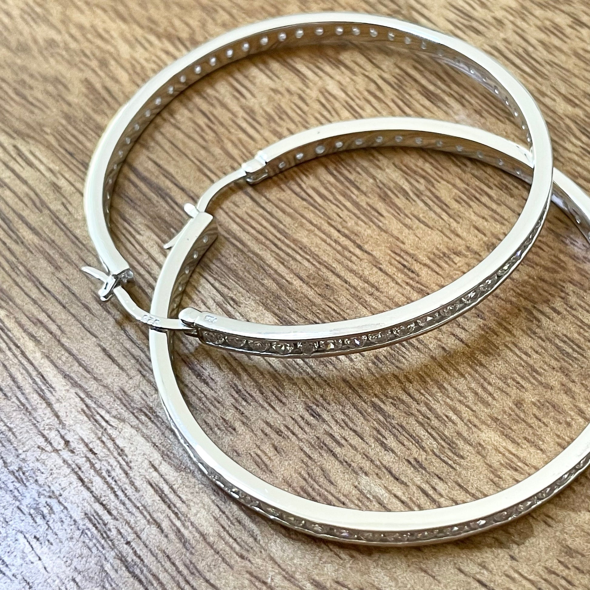 Sterling Silver CZ Hoop Earrings: Round Promise Hoops