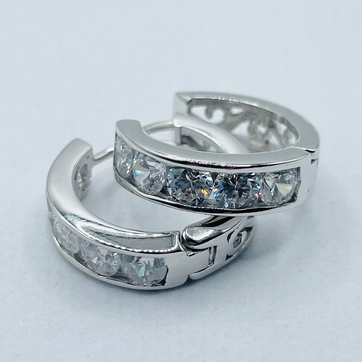 Sterling Silver CZ Huggie Earrings: Delicate Hoop Earrings