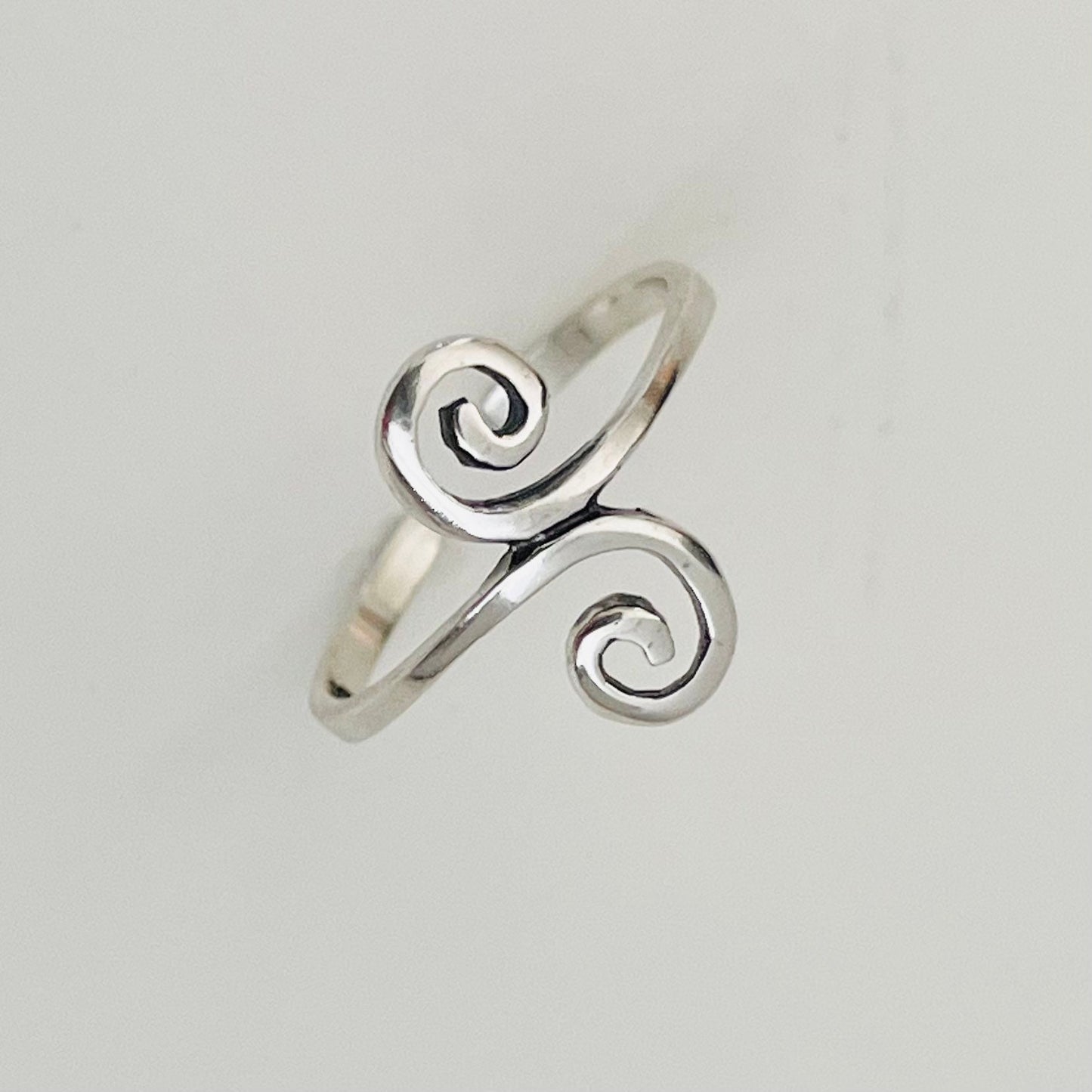 Double Swirl Sterling Silver Toe Ring - Silver Ring - Midi Ring - Pinky Ring - Adjustable Band - Silver Band Toe Ring - Swirl Toe Ring.
