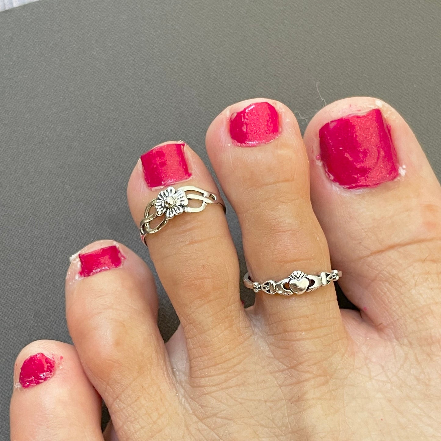 Sterling Silver CZ Plumeria Flower Toe Ring