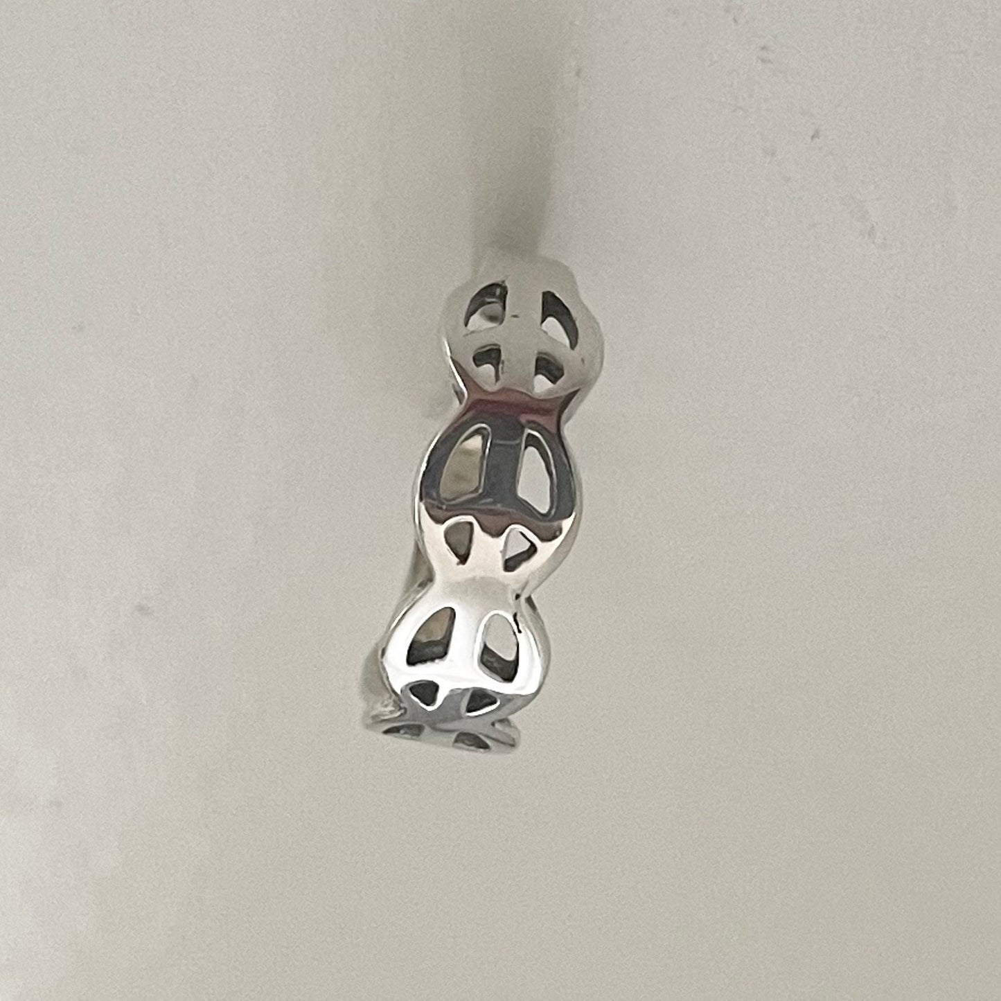 Sterling Silver Peace Sign Toe Ring - Adjustable Band