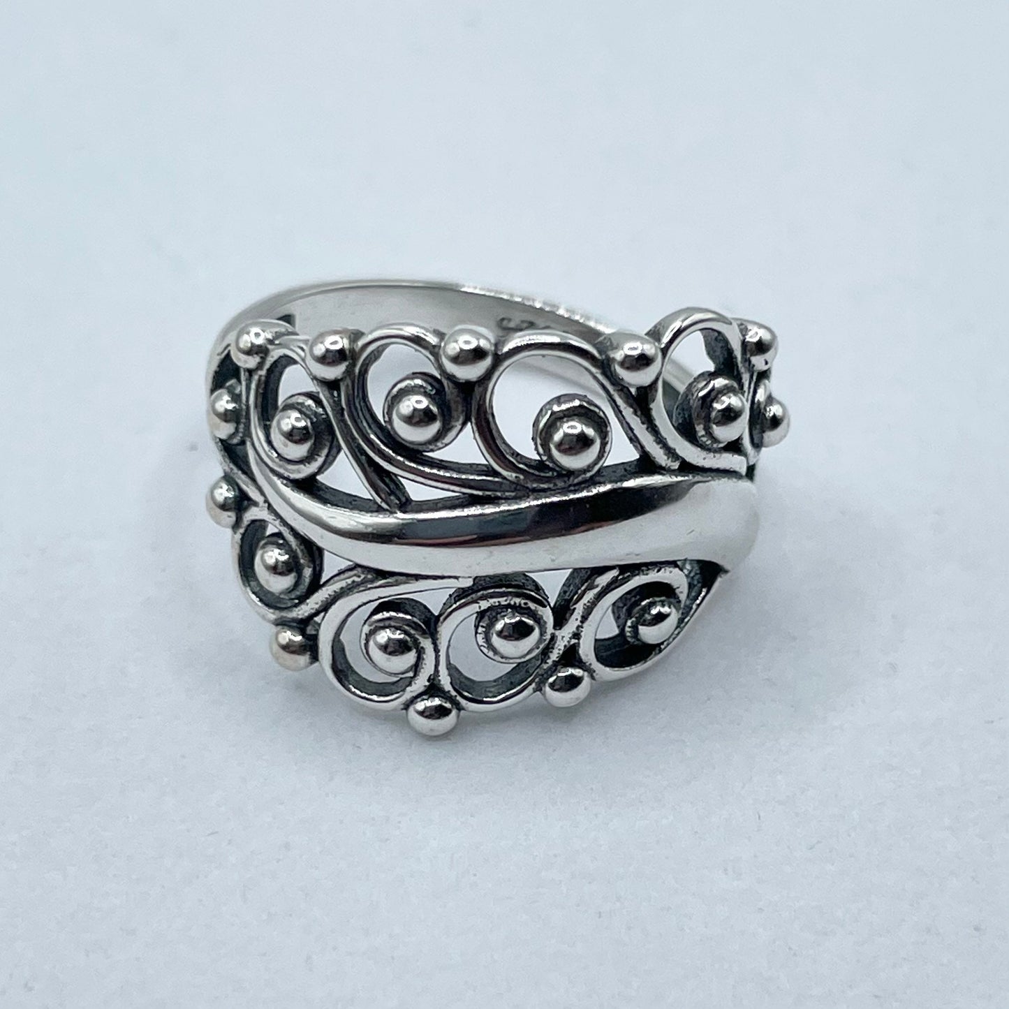Oxidized Sterling Silver Swirl Leaf Ring: Boho Statement Jewelry