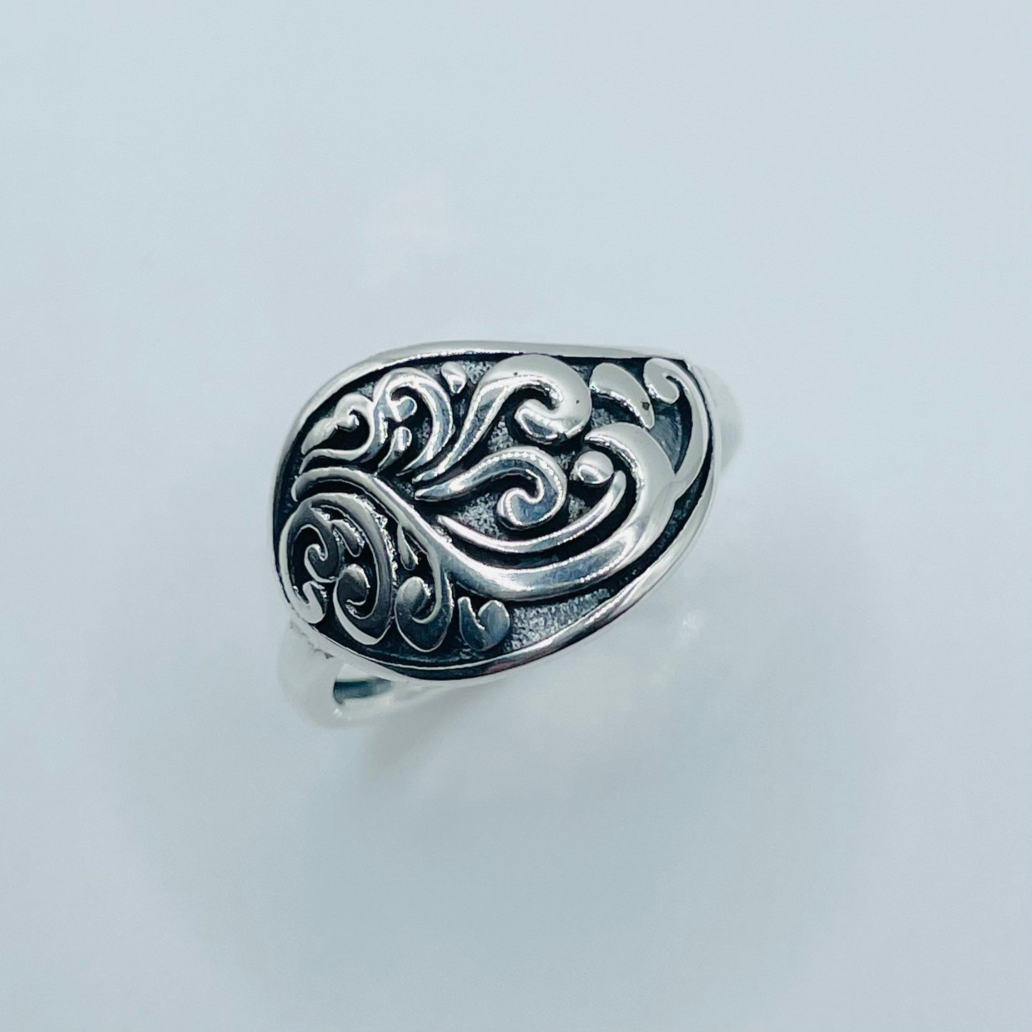 Oxidized Sterling Silver Swirl Ring: Boho Statement Jewelry