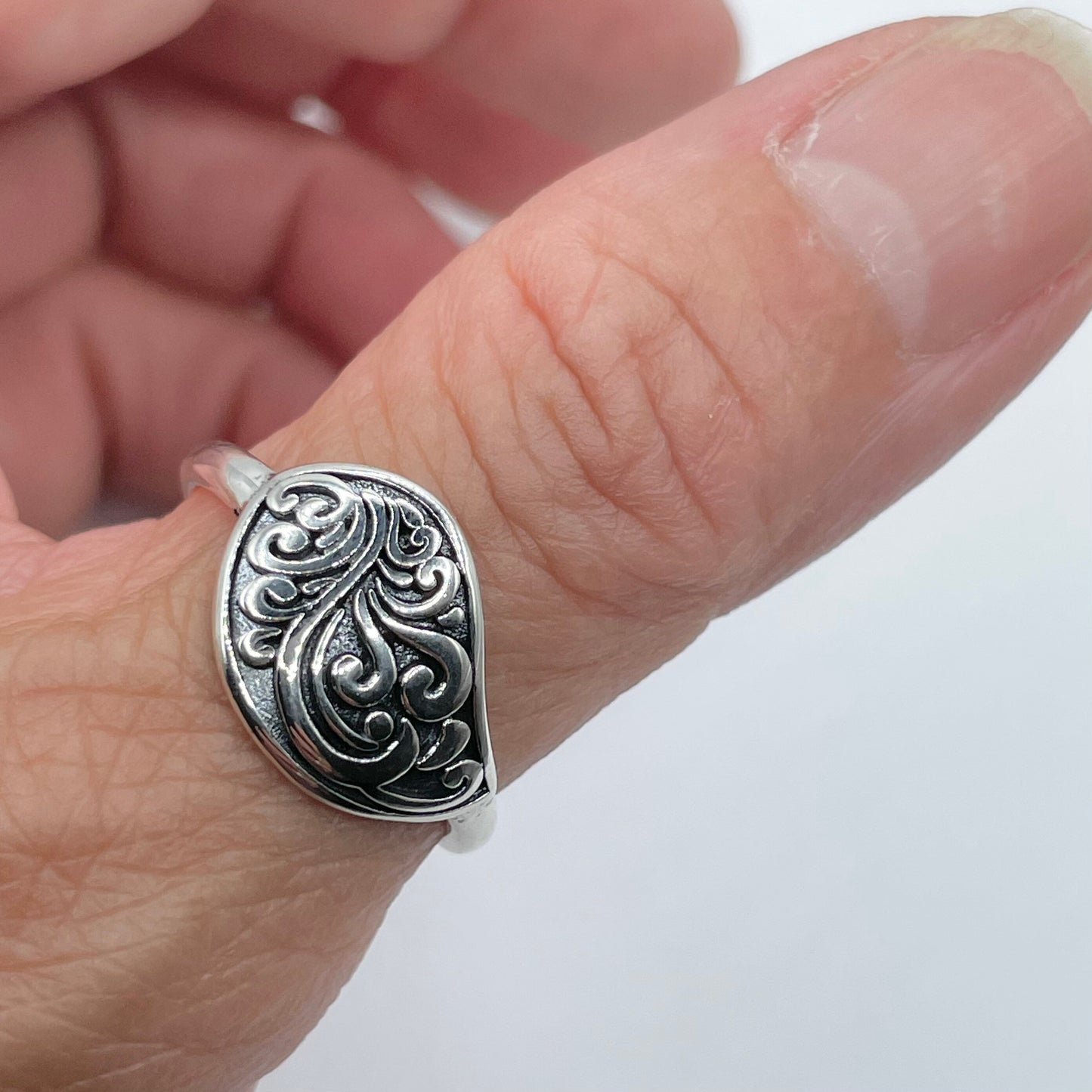 Oxidized Sterling Silver Swirl Ring: Boho Statement Jewelry