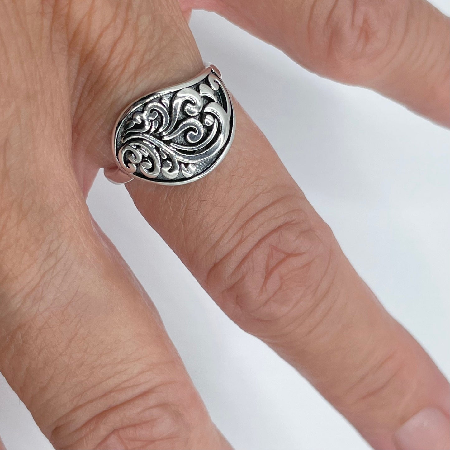 Swirls Scrolls Sterling Silver Ring - Silver Ring- Swirl Ring - Scrolls Ring - Swirly Ring - Boho Ring - Statement Ring