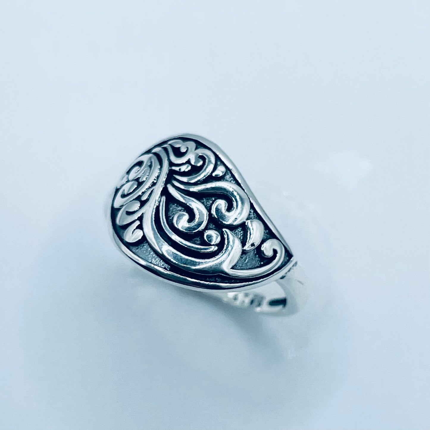 Oxidized Sterling Silver Swirl Ring: Boho Statement Jewelry