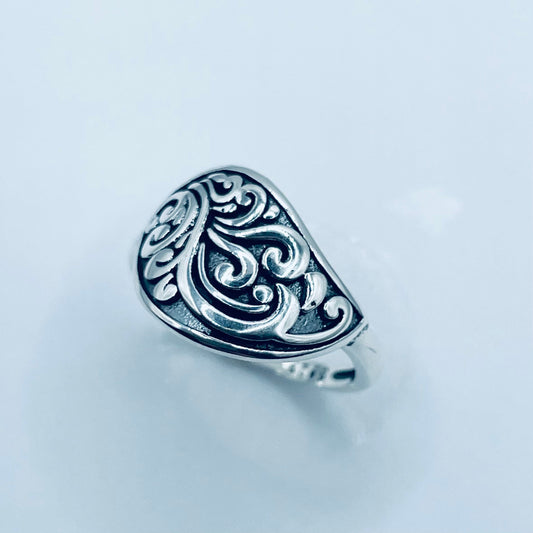 Oxidized Sterling Silver Swirl Ring: Boho Statement Jewelry