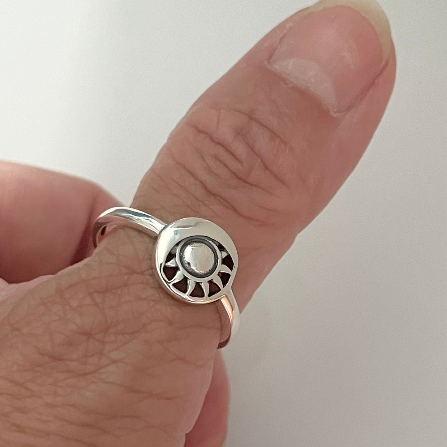 Oxidized Sterling Silver Sun and Moon Ring: Celestial Jewelry