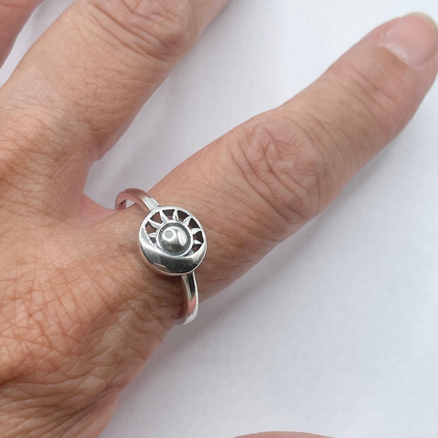 Oxidized Sterling Silver Sun and Moon Ring: Celestial Jewelry