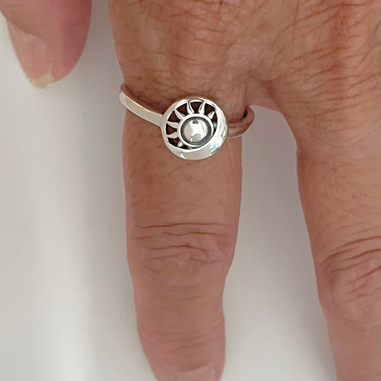 Sun and Moon Sterling Silver Ring, Silver Sun Ring, Moon Ring, Silver Ring, Silver Celestial Ring, Sunshine Ring, Sky Ring, Statement Ring