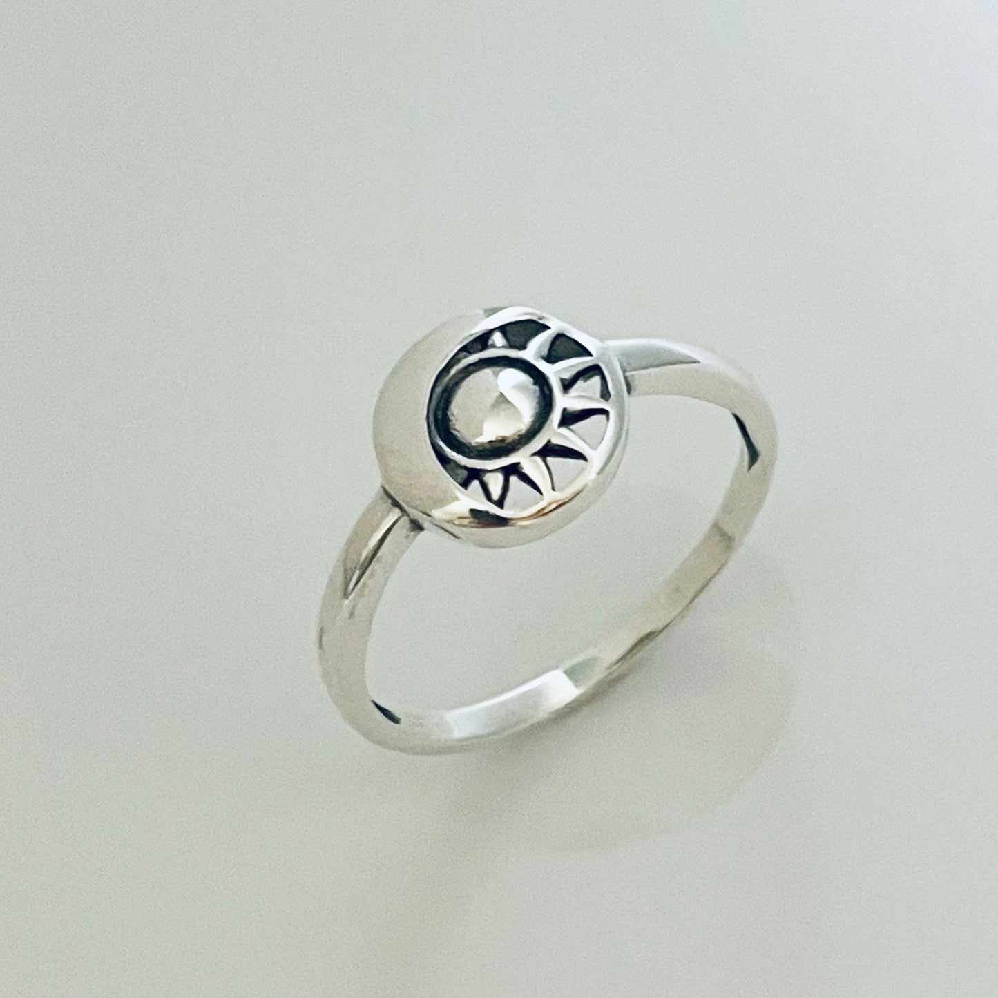 Sun and Moon Sterling Silver Ring, Silver Sun Ring, Moon Ring, Silver Ring, Silver Celestial Ring, Sunshine Ring, Sky Ring, Statement Ring