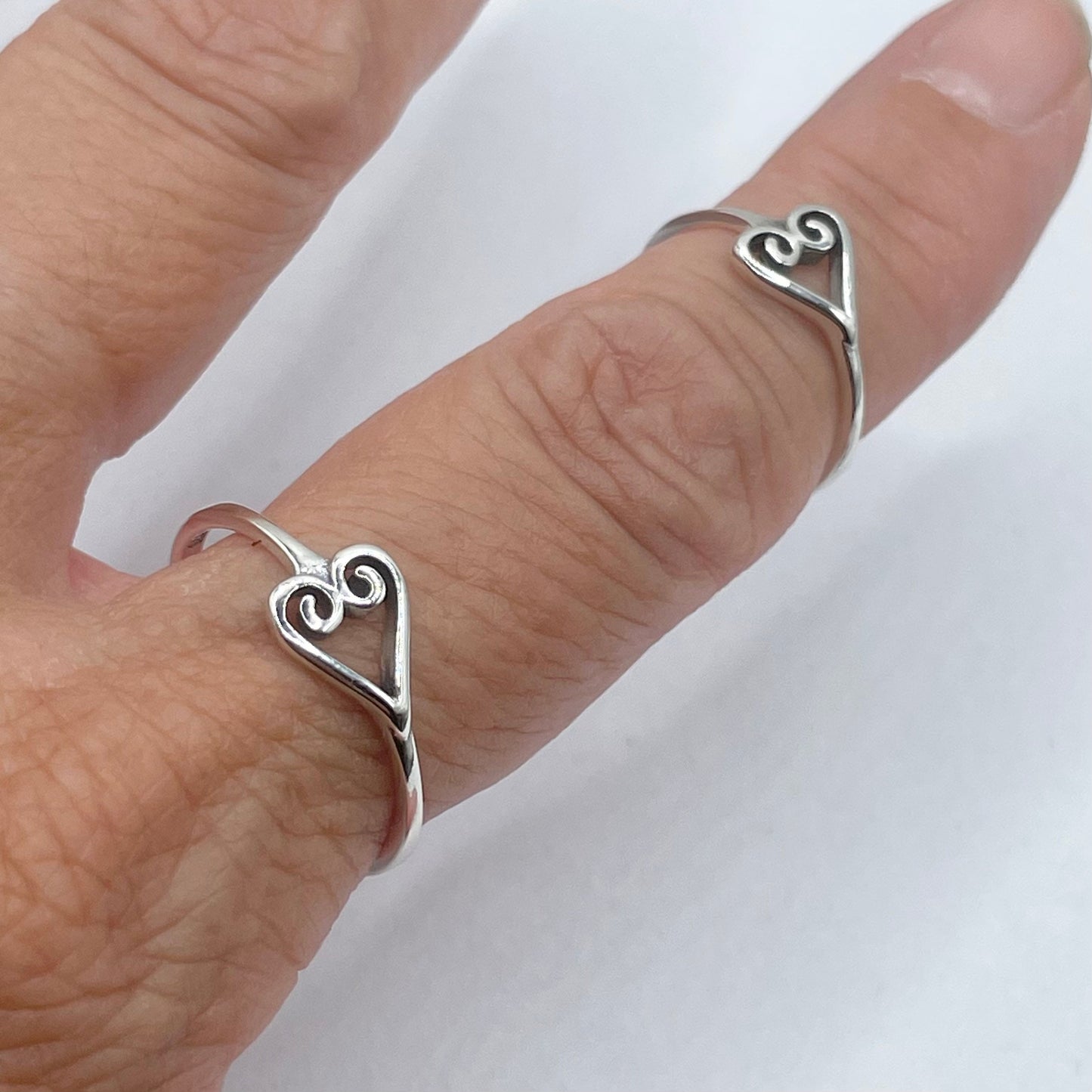 Swirl Heart Sterling Silver Ring: Oxidized Love Ring