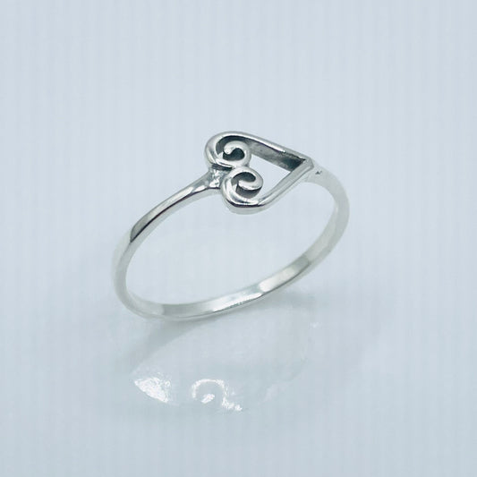 Swirl Heart Sterling Silver Ring, Love Heart Ring, Silver Heart Ring, Swirl Ring, Anniversary Heart Ring, I love you Ring, Promise Ring.