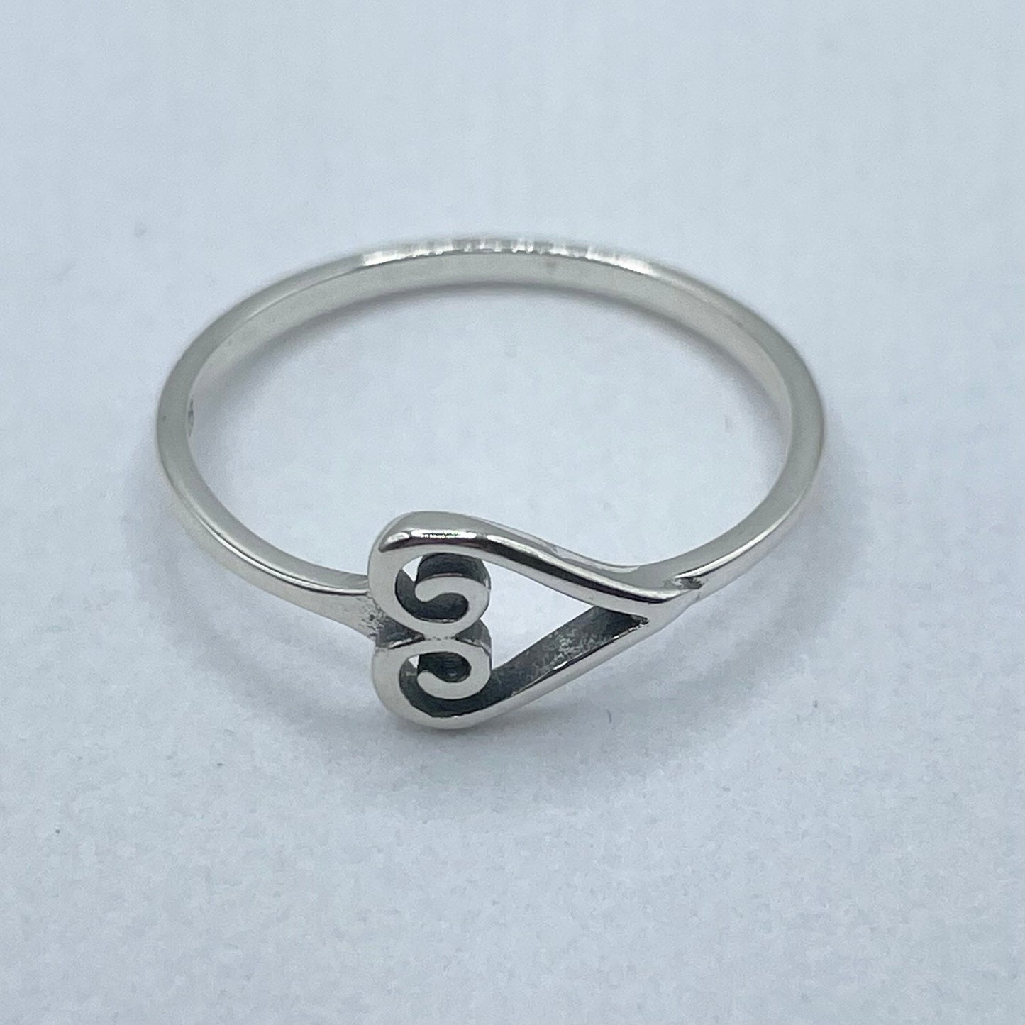 Swirl Heart Sterling Silver Ring: Oxidized Love Ring