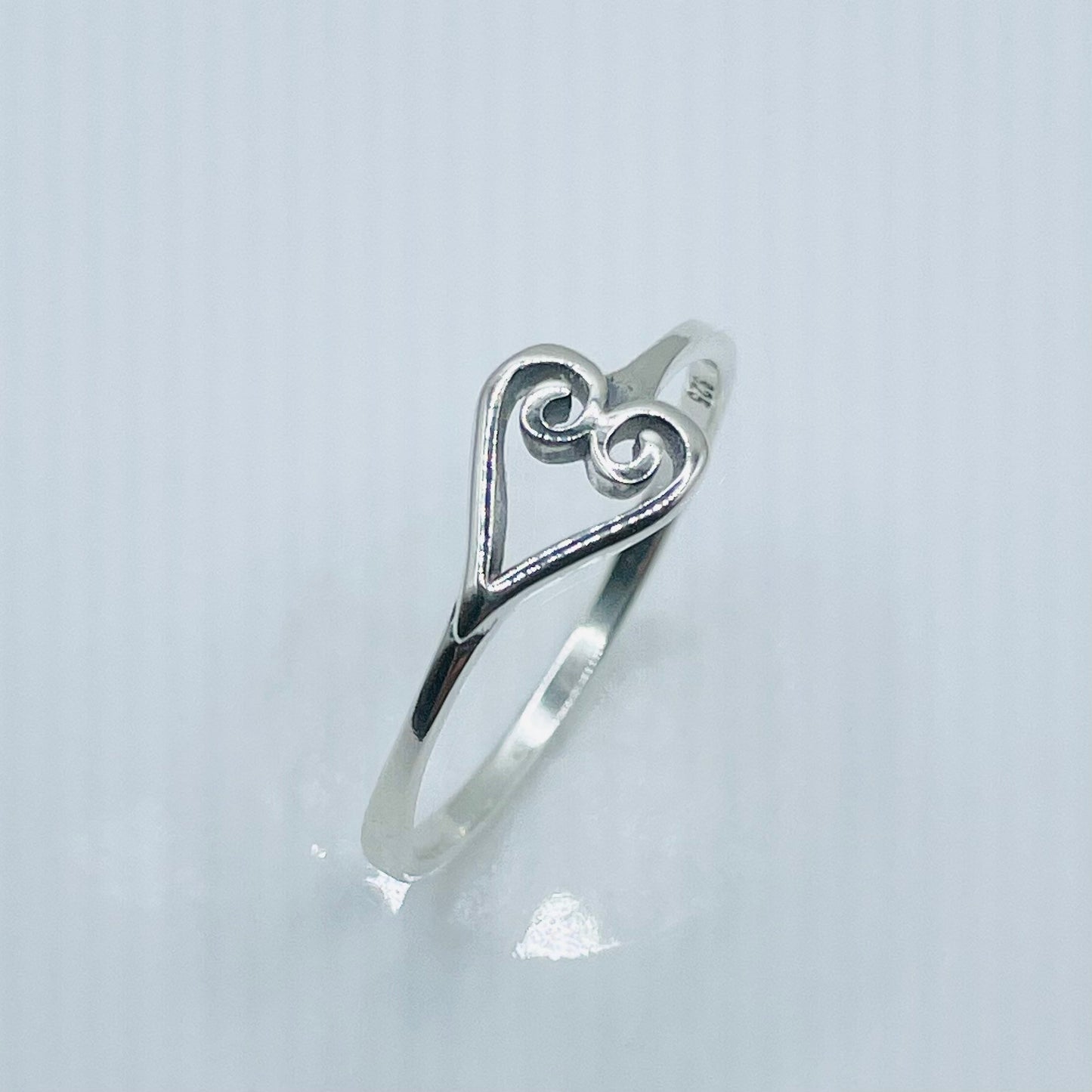Swirl Heart Sterling Silver Ring: Oxidized Love Ring