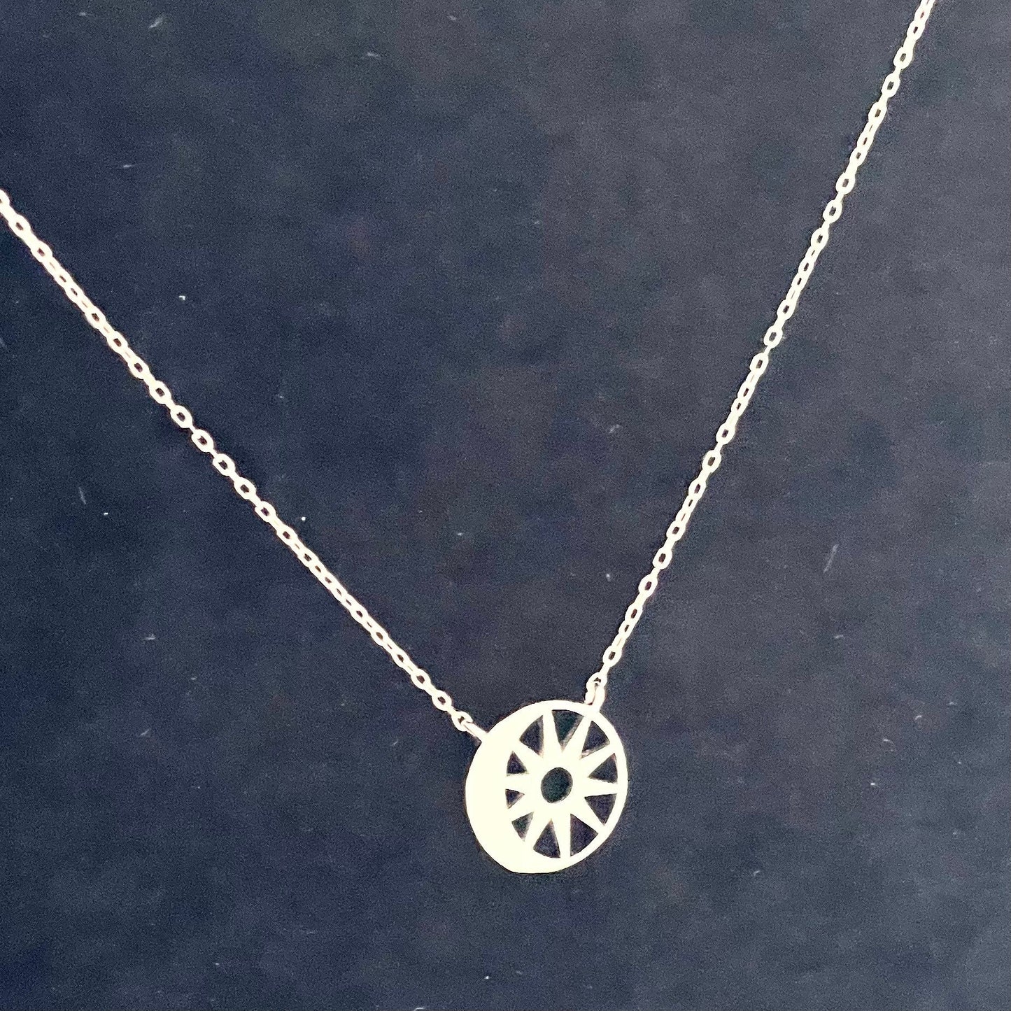 Dainty Sterling Silver Sun & Moon Pendant Necklace - Celestial Jewelry