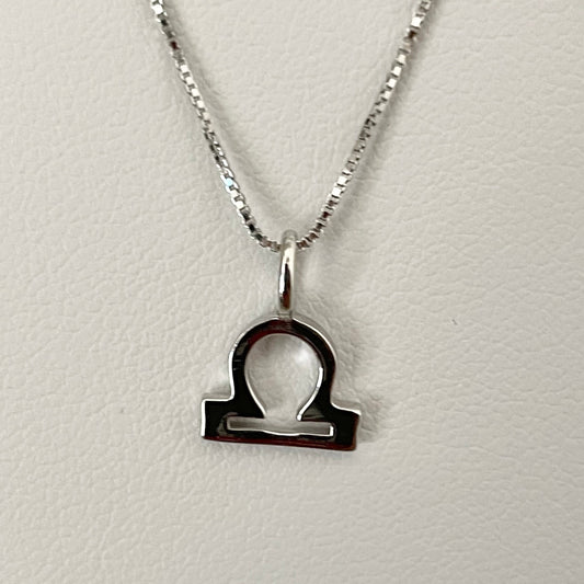 Sterling Silver Libra Necklace: Zodiac Horoscope Pendant