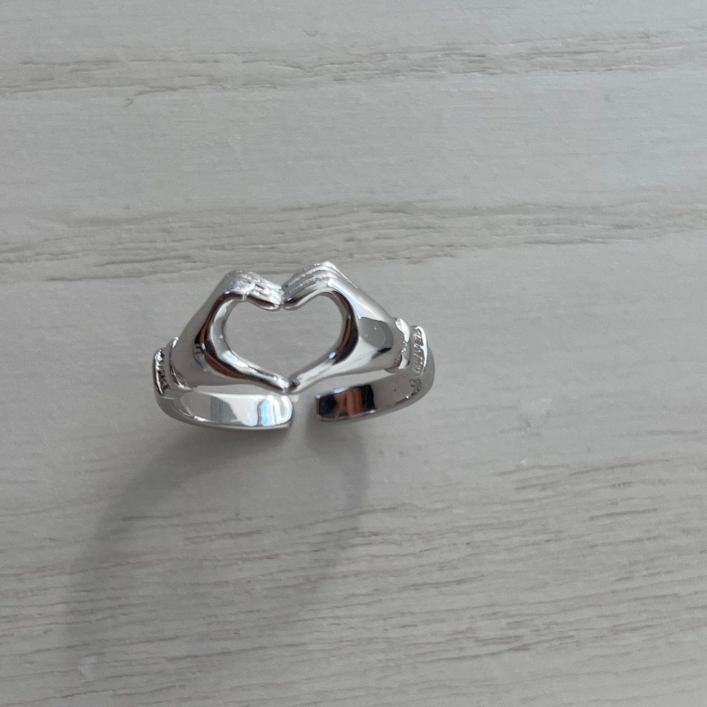 Heart Sterling Silver Toe Ring, Two Hand Toe Ring, Heart Love Ring, Promise Toe Ring, Anniversary Ring, Silver Heart Ring, I love you Ring