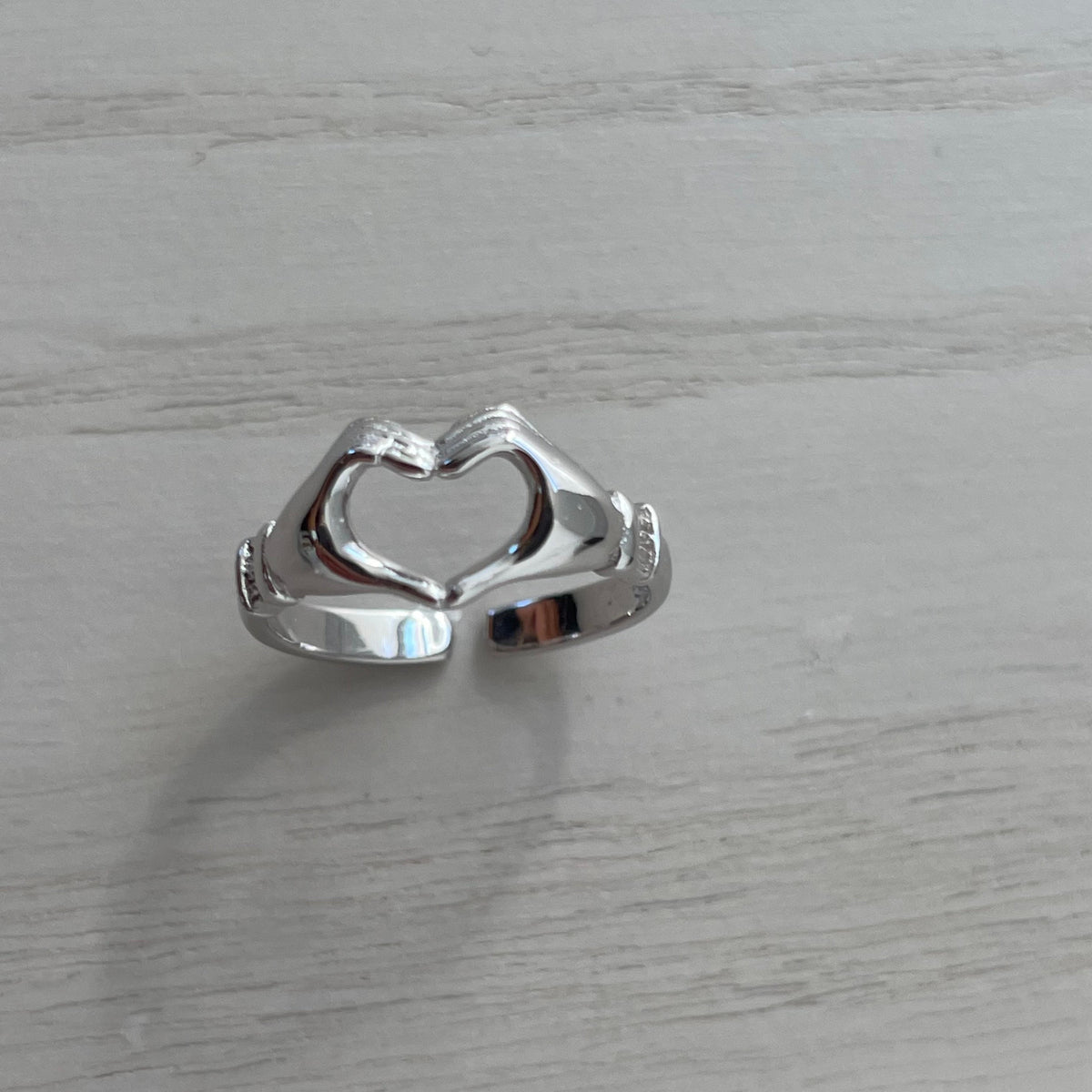 Sterling Silver Heart Toe Ring: Two Hands Promise Ring